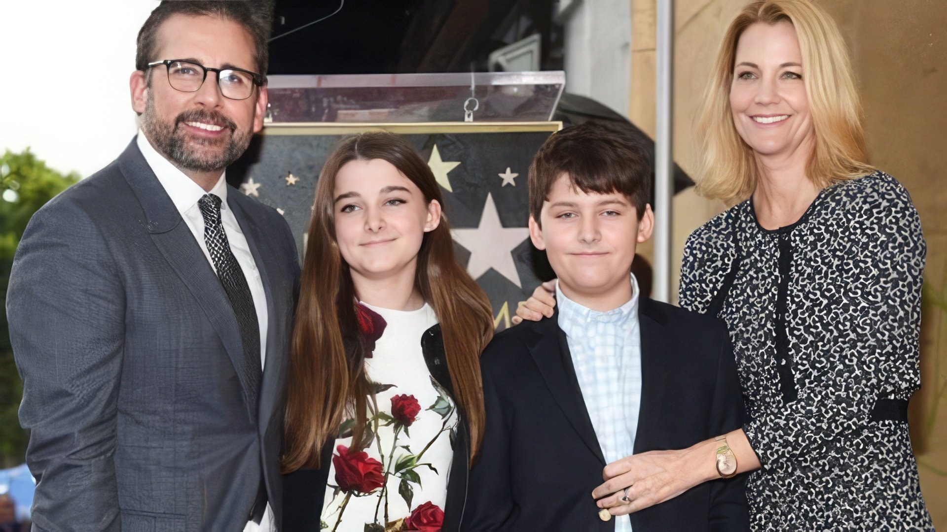 Steve Carell with his wife and children