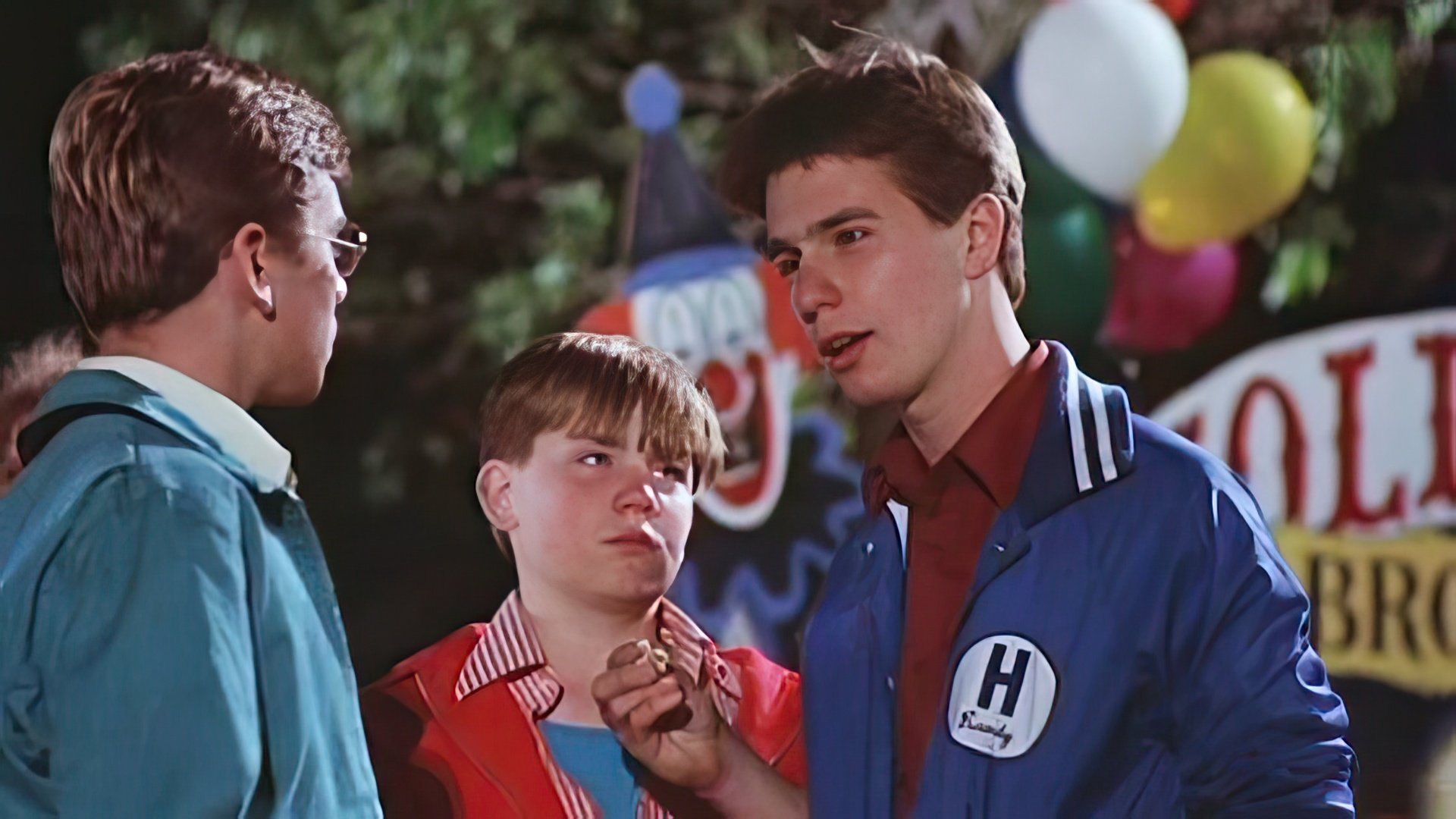 The first film role of Sam Rockwell in Clownhouse