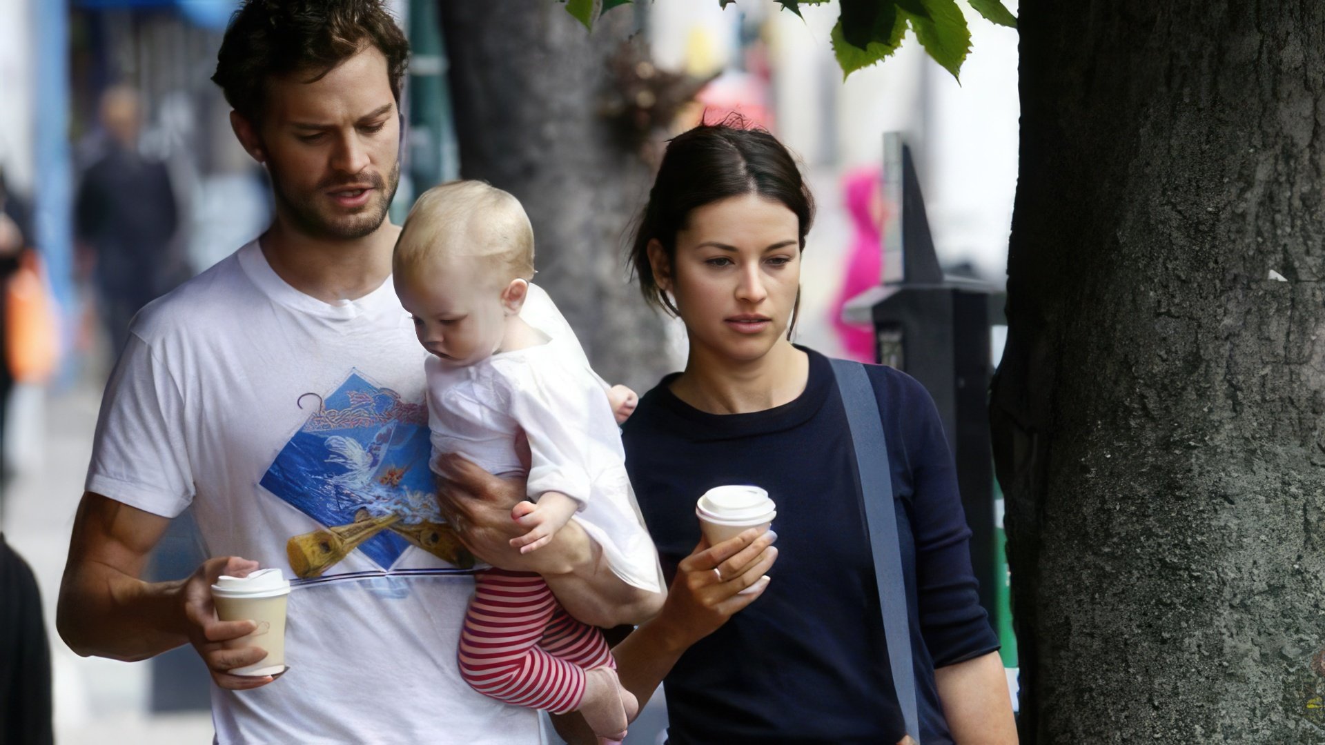 Jamie Dornan with his wife and child