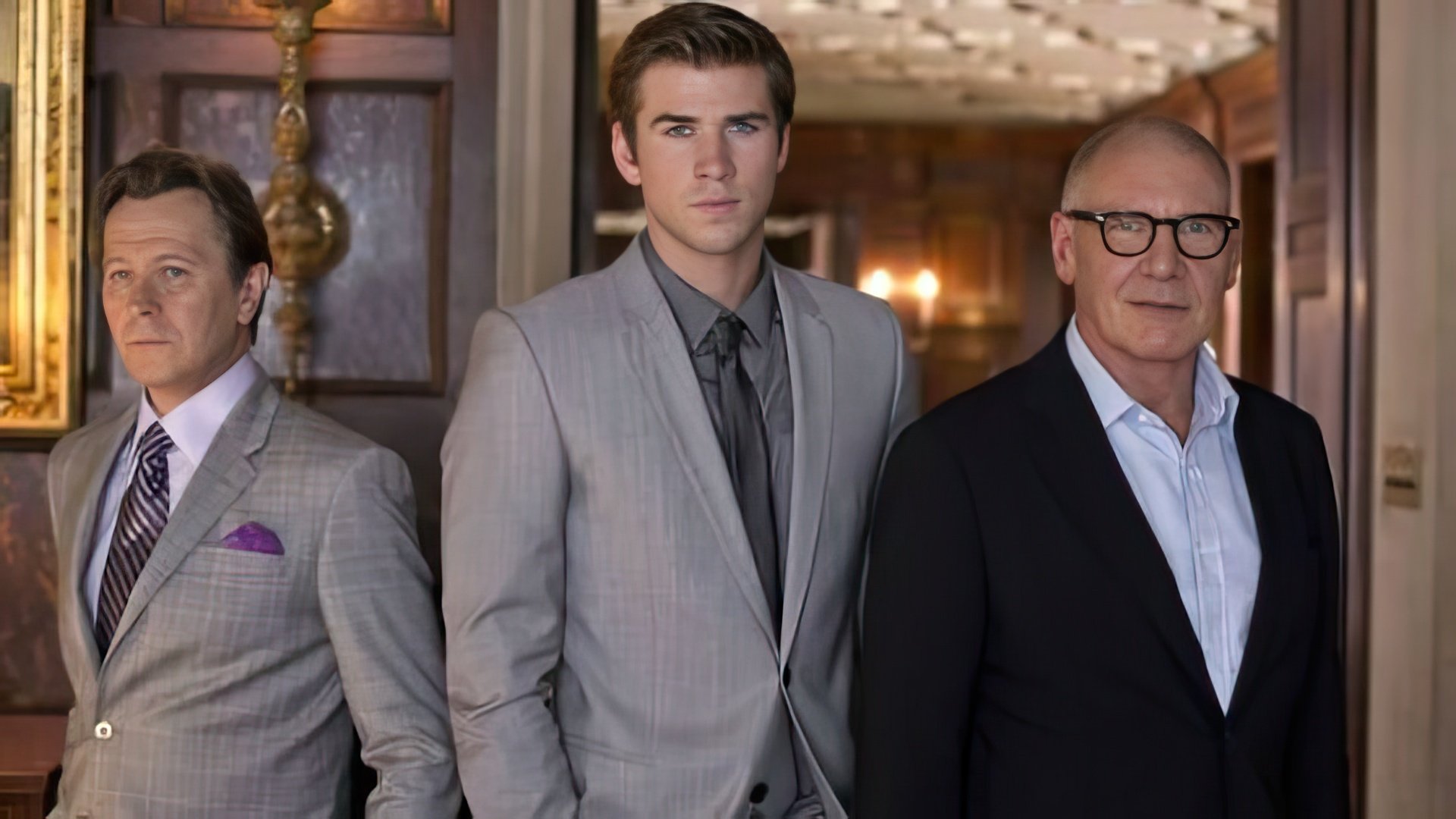 Liam Hemsworth with Gary Oldman and Harrison Ford