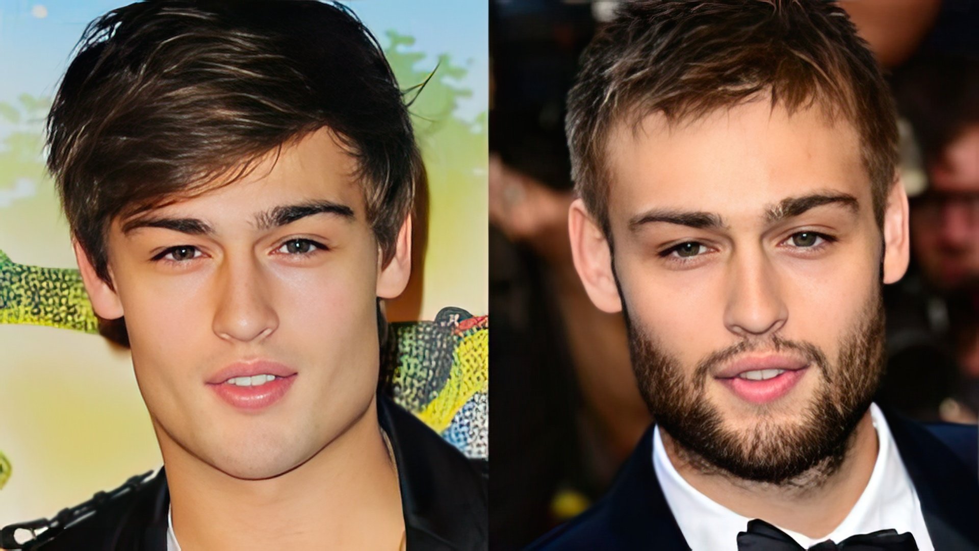 Douglas Booth with and without a beard
