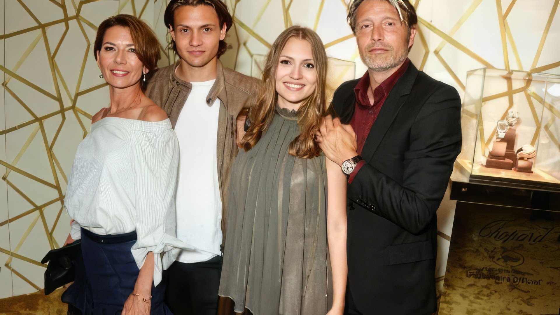 Mads Mikkelsen with his wife and children