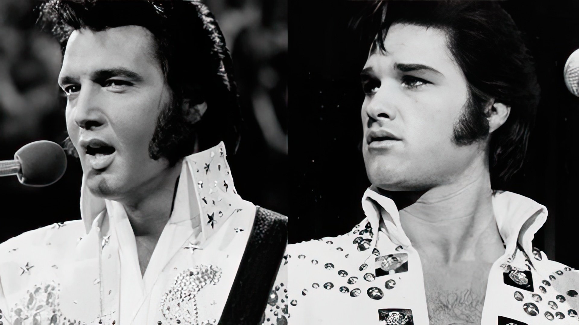Elvis Presley (left) and Kurt Russell (right)