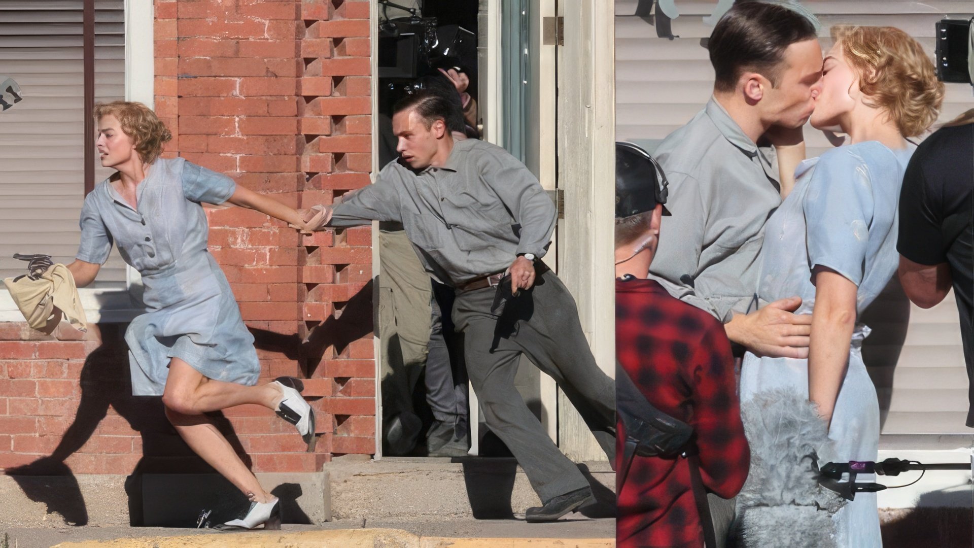 Finn Cole and Margot Robbie on the set of 'Dreamland'