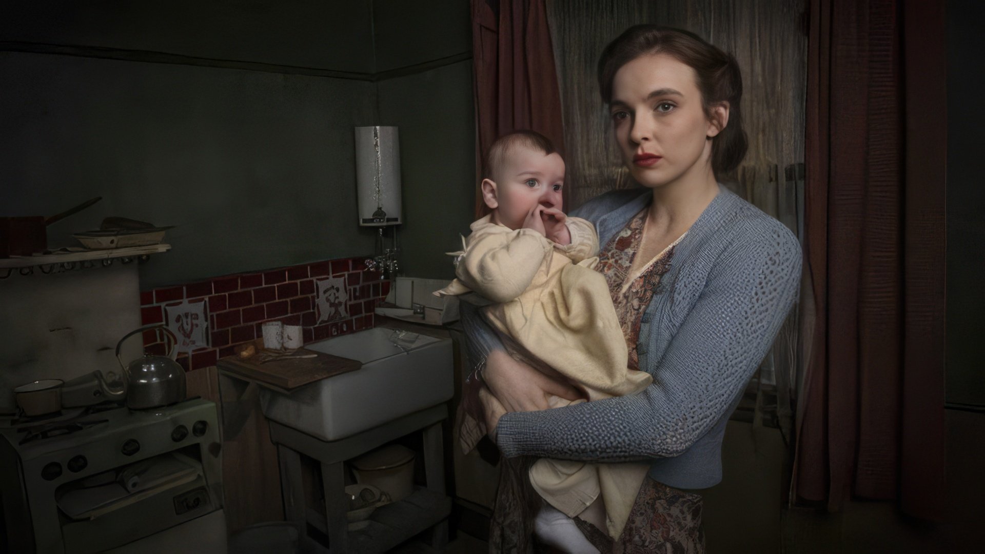 Jodie Comer in the series Rillington Place