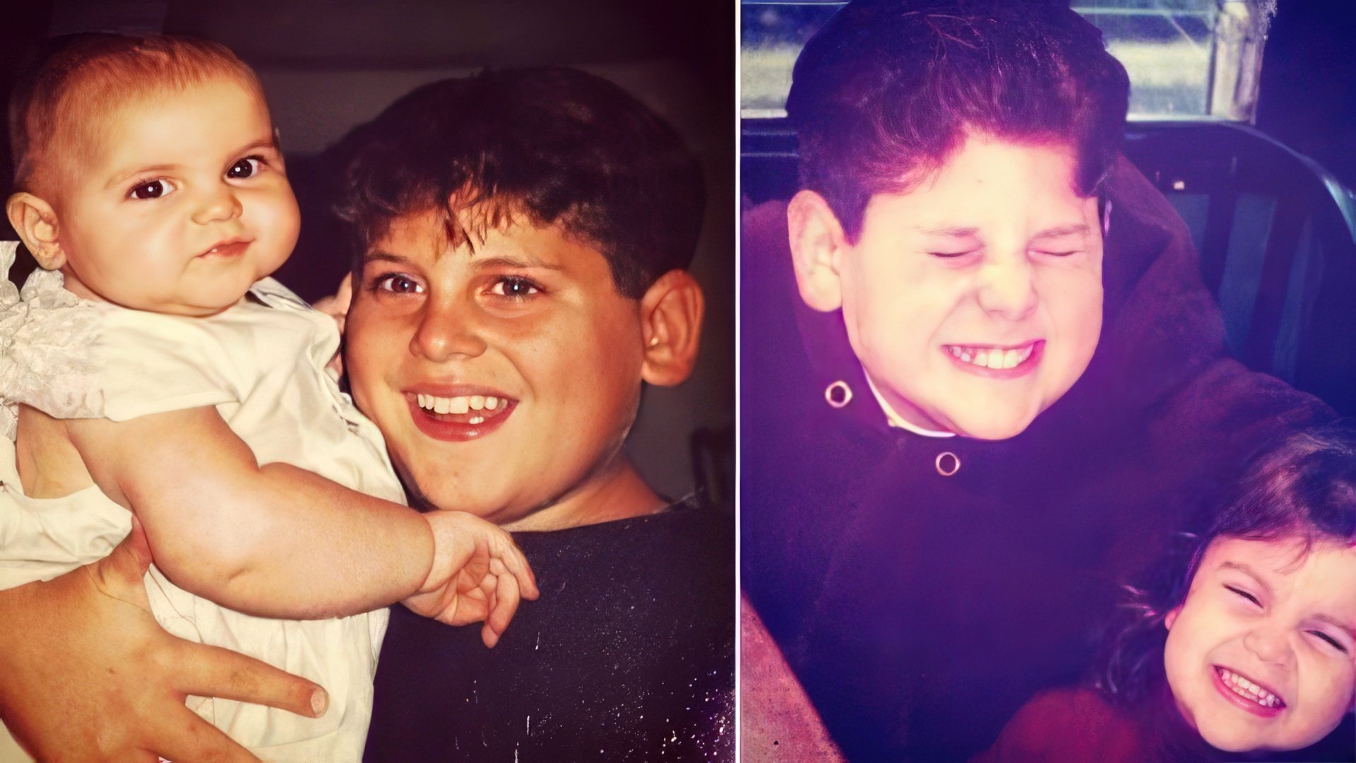 Jonah Hill with his sister as children