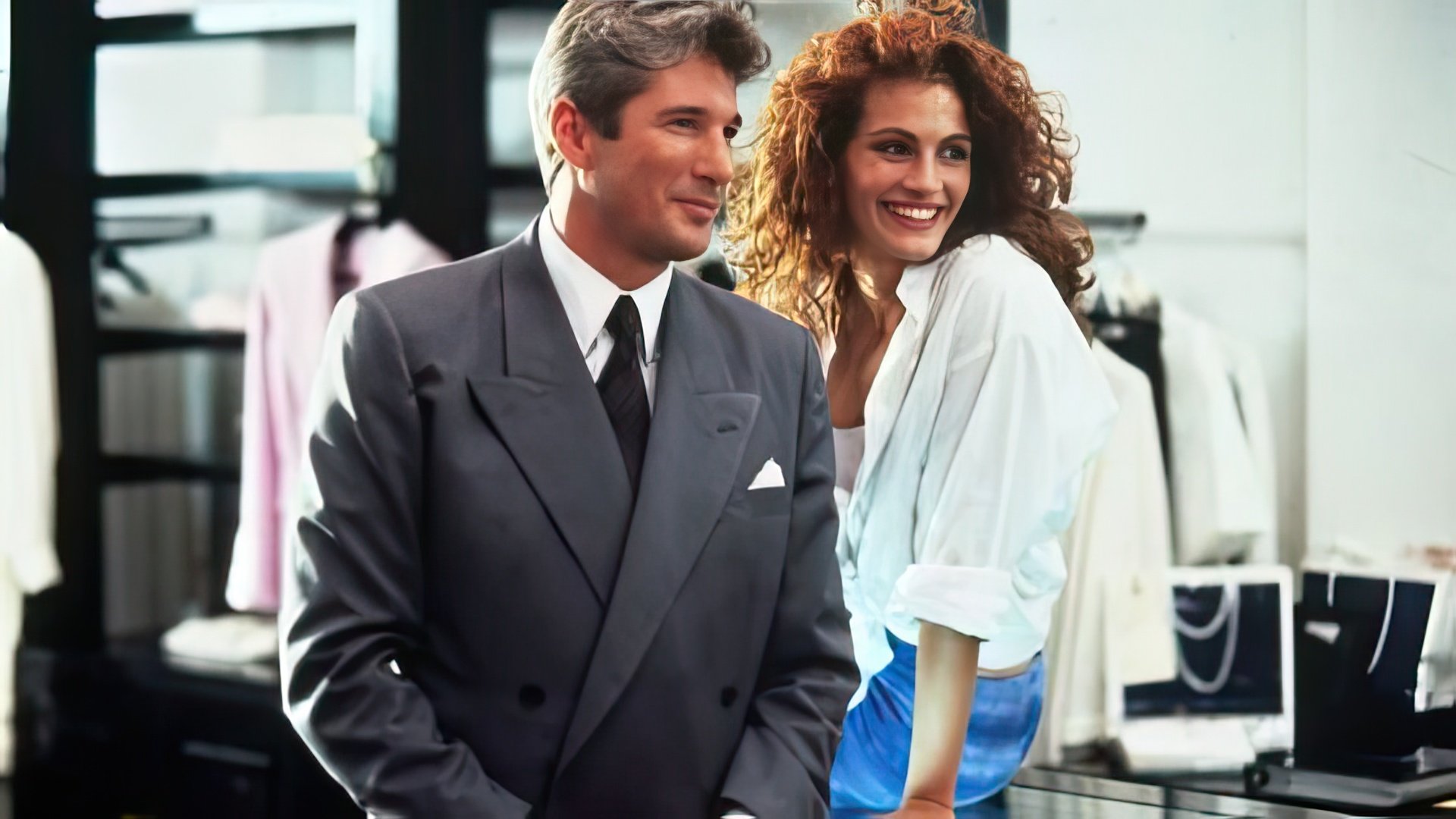 Richard Gere and Julia Roberts on the set of the Pretty Woman