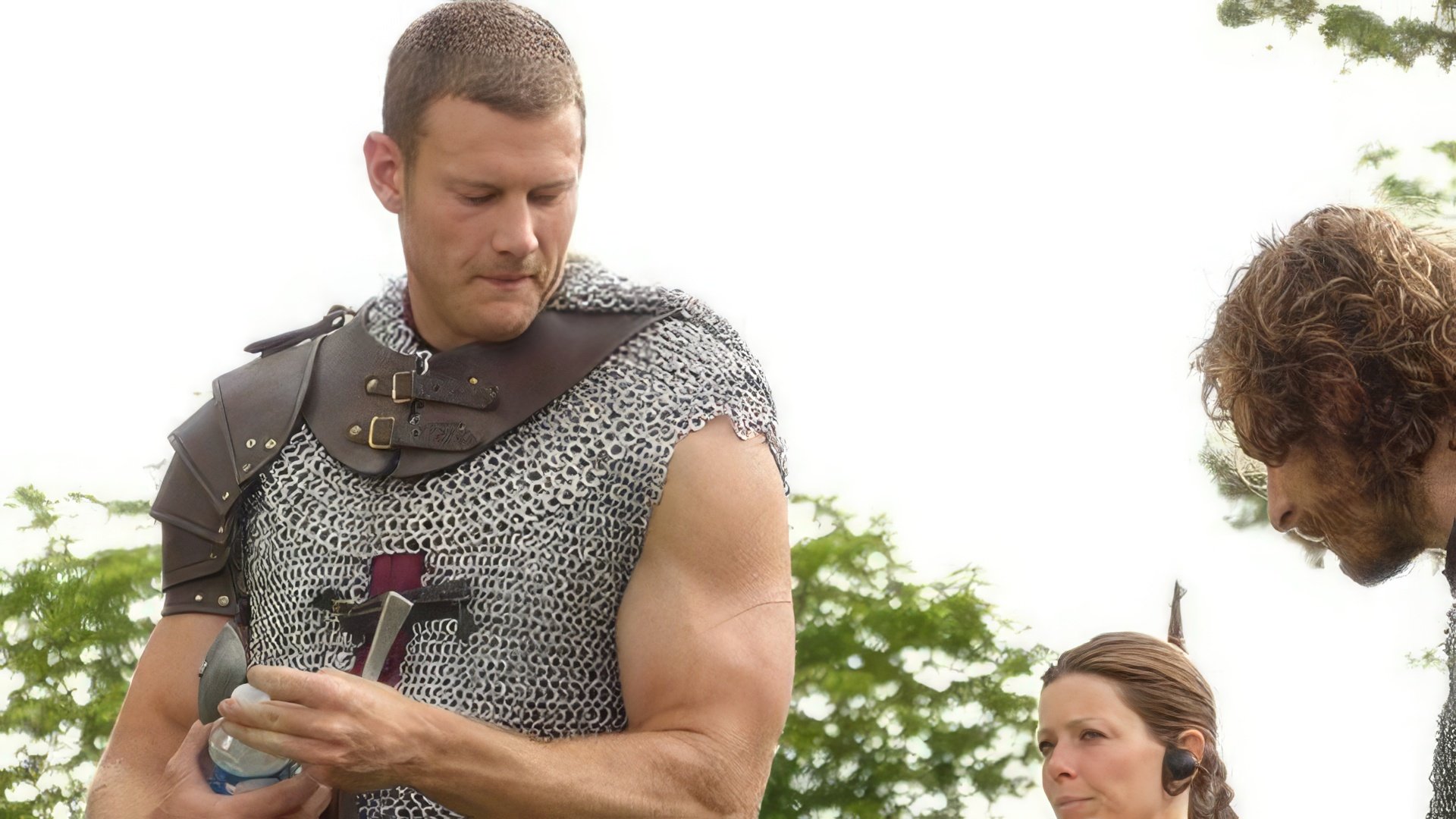 Tom Hopper on the set of Merlin