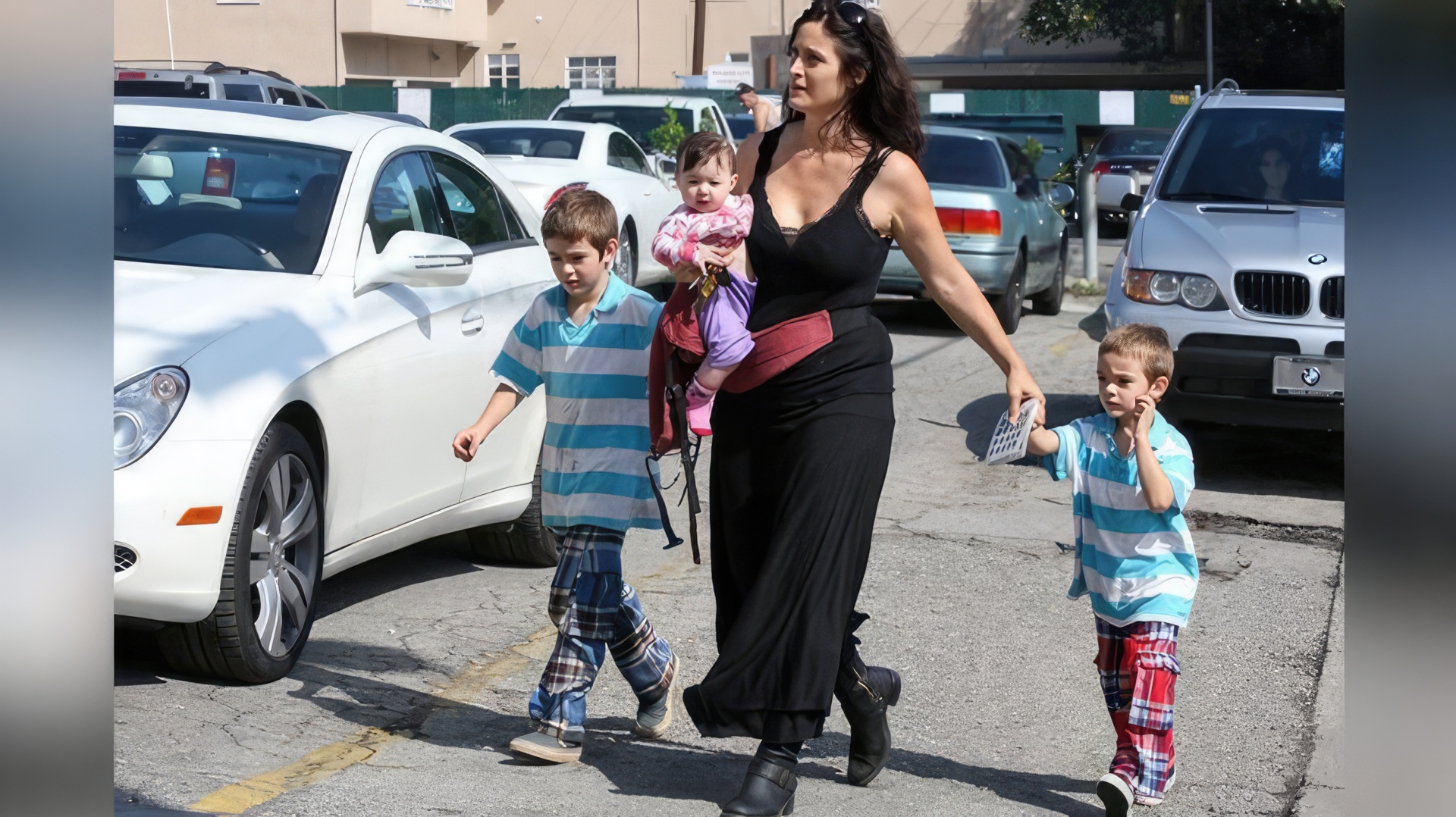 Carrie-Anne Moss with her children