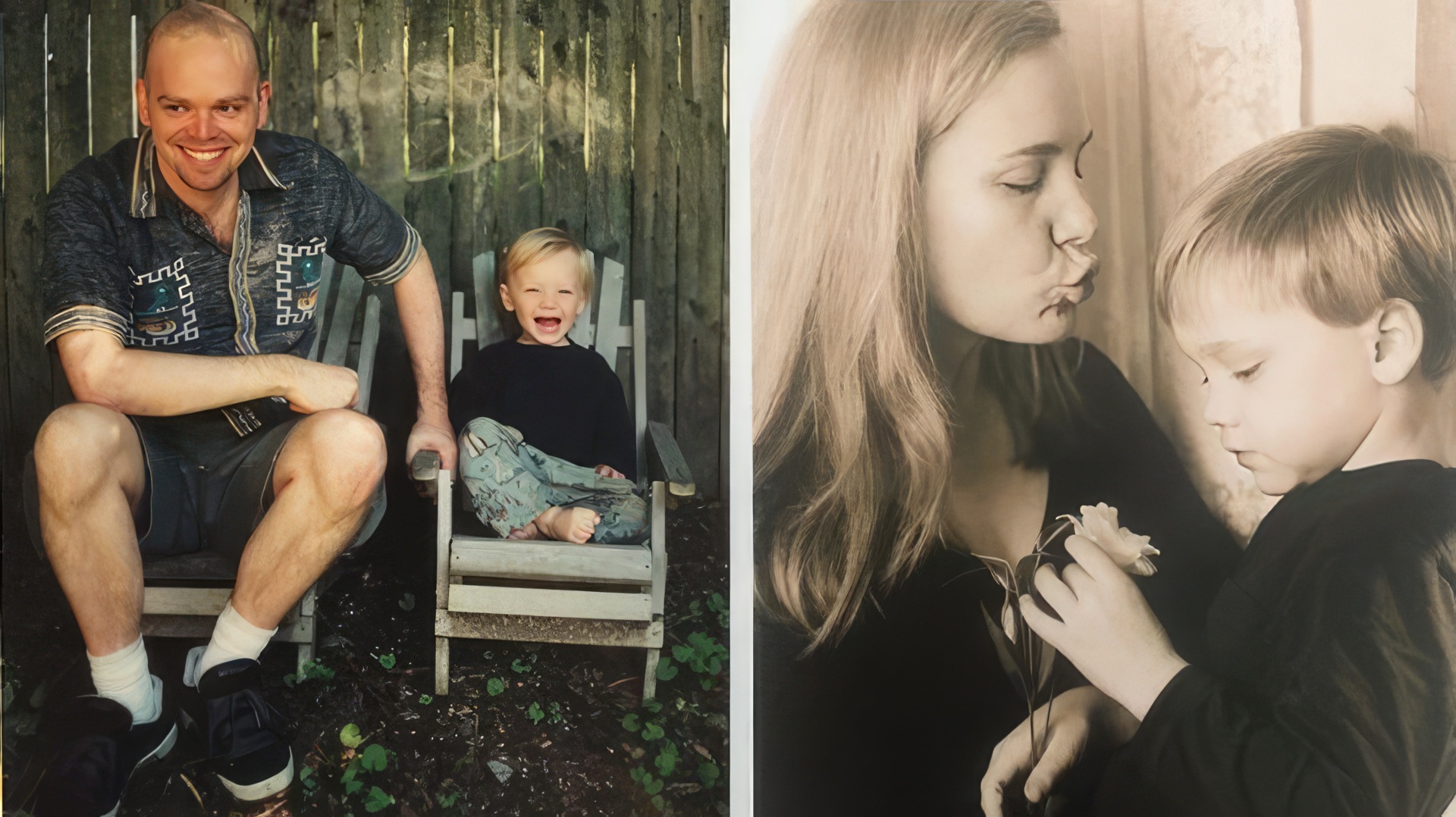 Charlie Plummer as a child with his parents