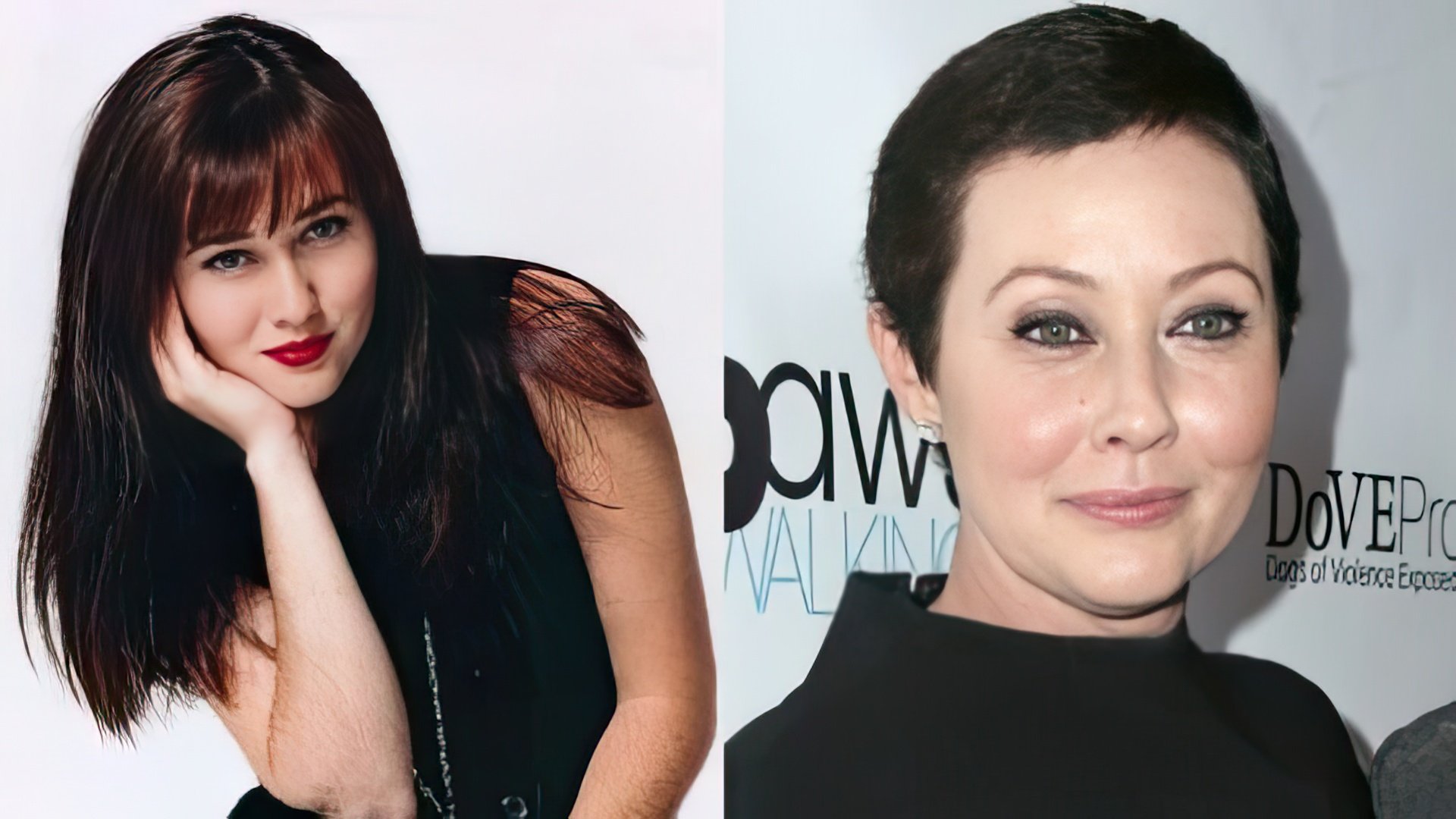 Shannen Doherty in her youth and now