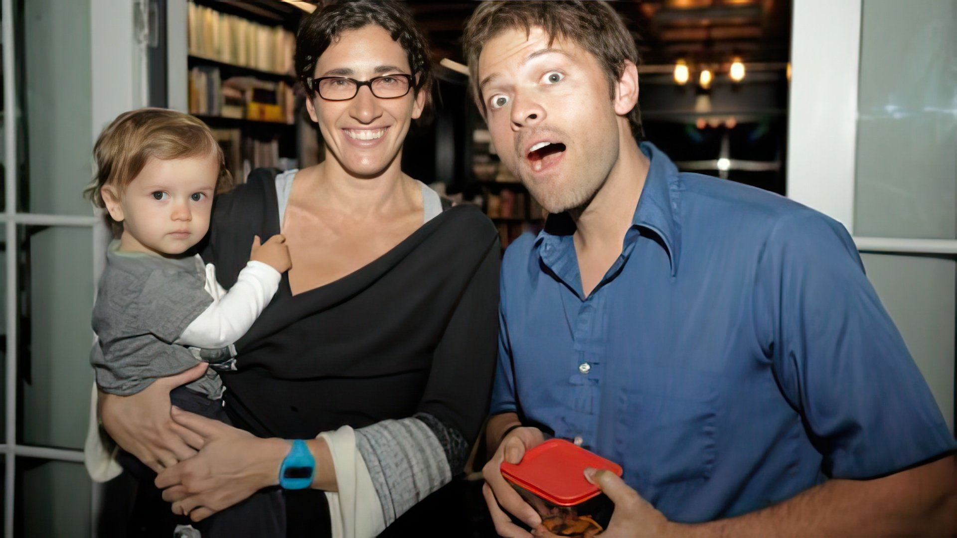Misha Collins with his wife and son