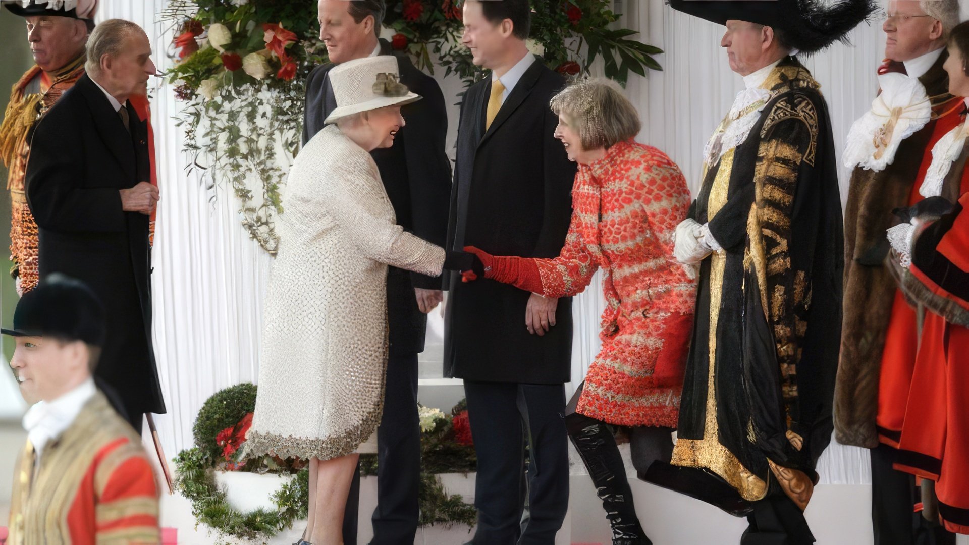 Theresa May and Elizabeth II