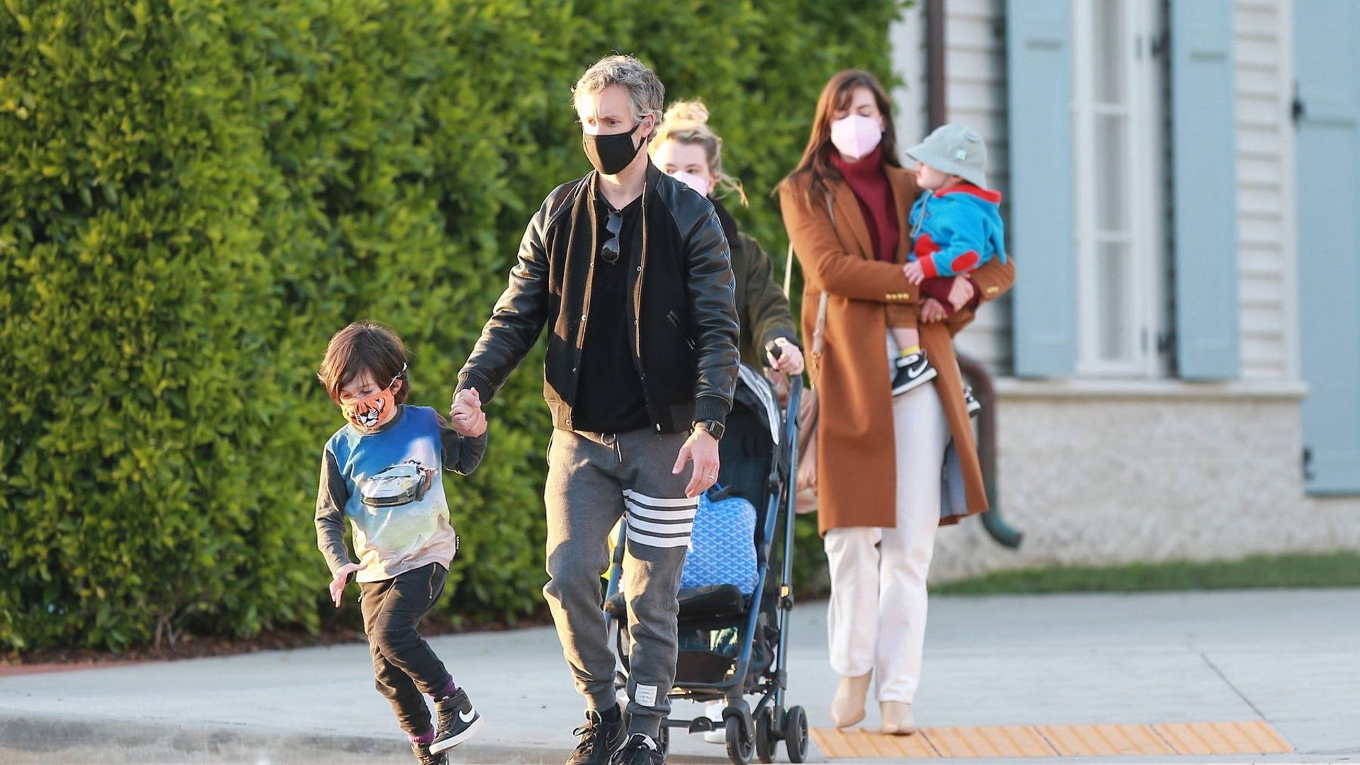 Anne Hathaway's Family on a Walk