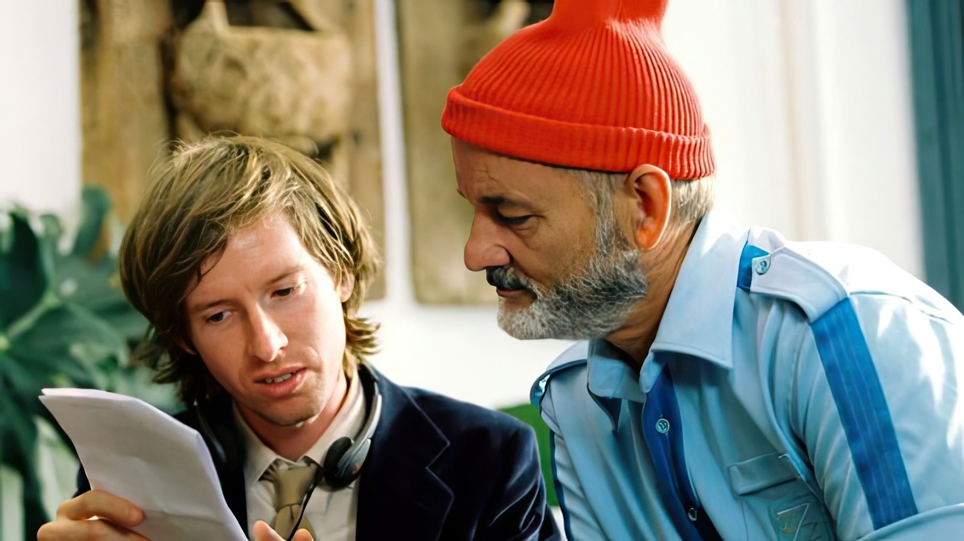 Bill Murray and Wes Anderson on the Set of The Life Aquatic with Steve Zissou