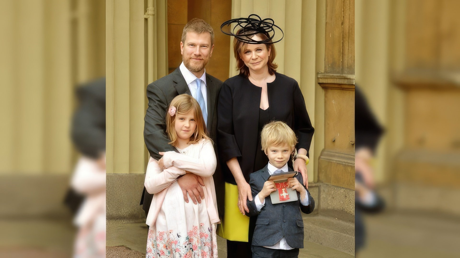 Emily Watson with her husband and children