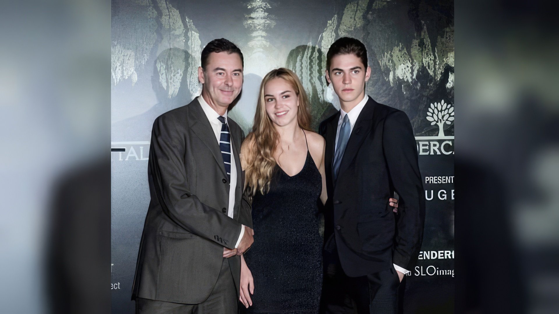 Hero Fiennes Tiffin with his father and sister Mercy