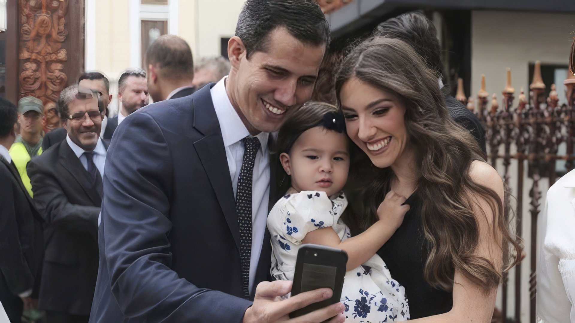 Juan Guaido with his wife and daughter