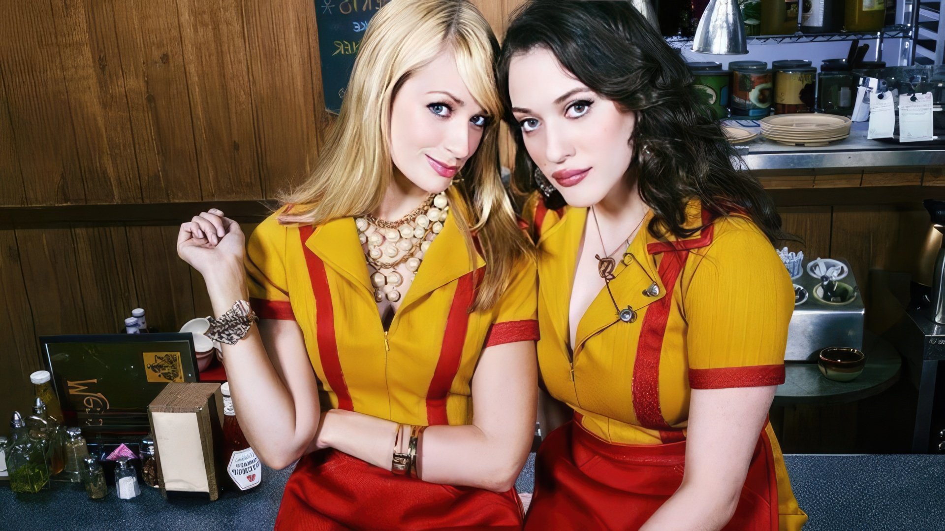 Kat Dennings and Beth Behrs in the Sitcom 2 Broke Girls