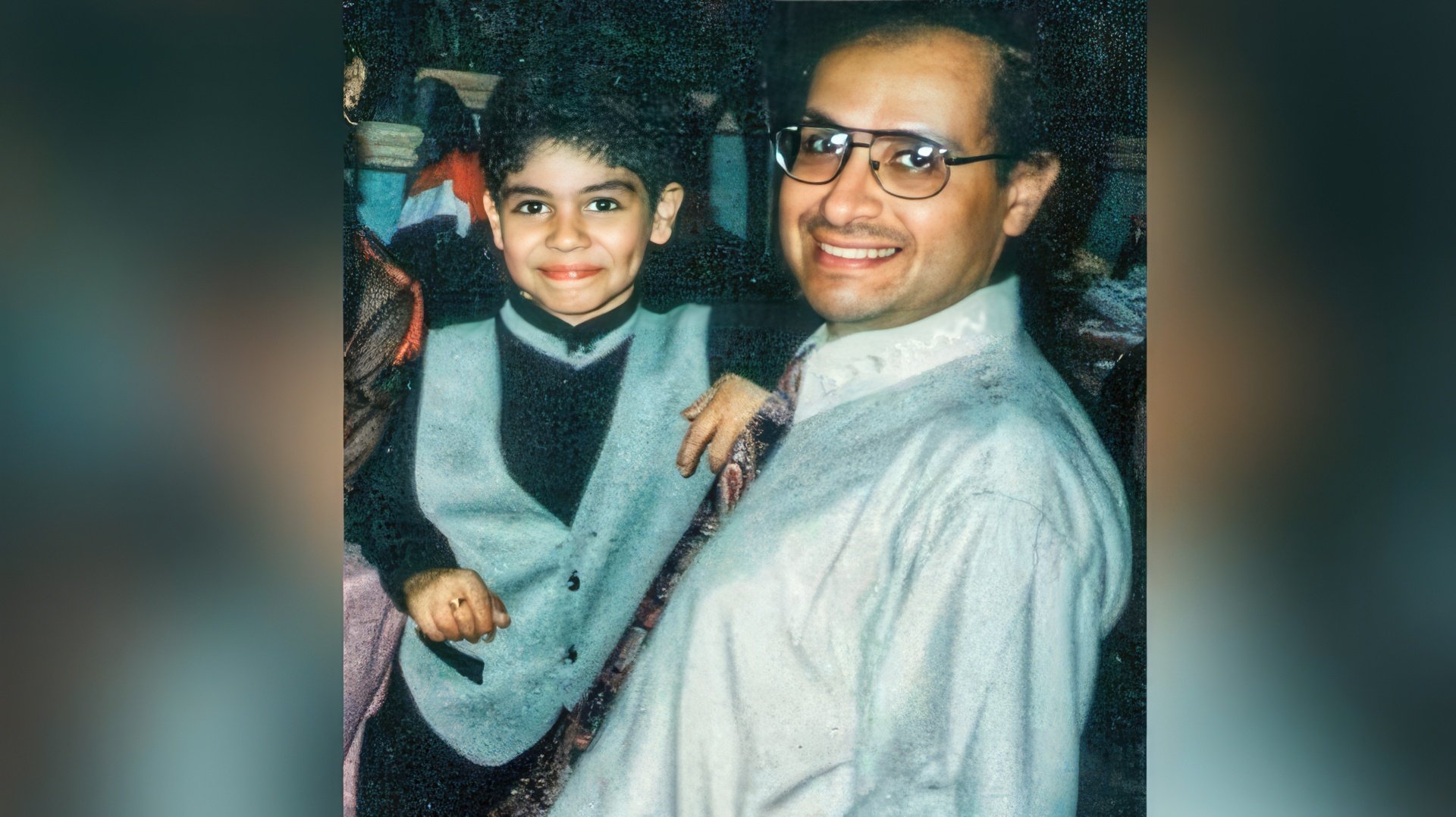 Mena Massoud with his father in childhood