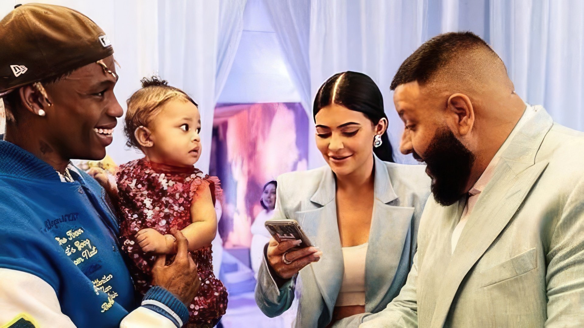 Travis Scott with his Wife and Daughter