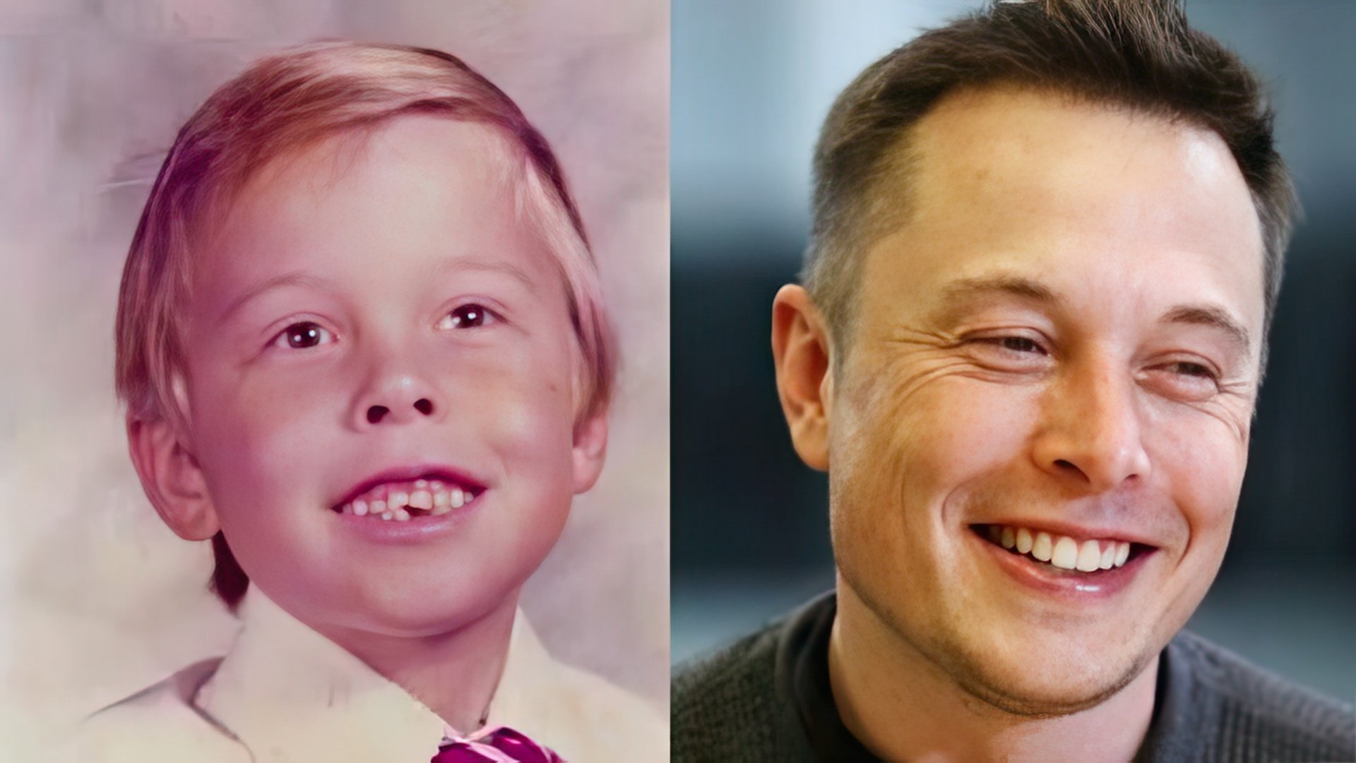 Elon Musk in childhood and now