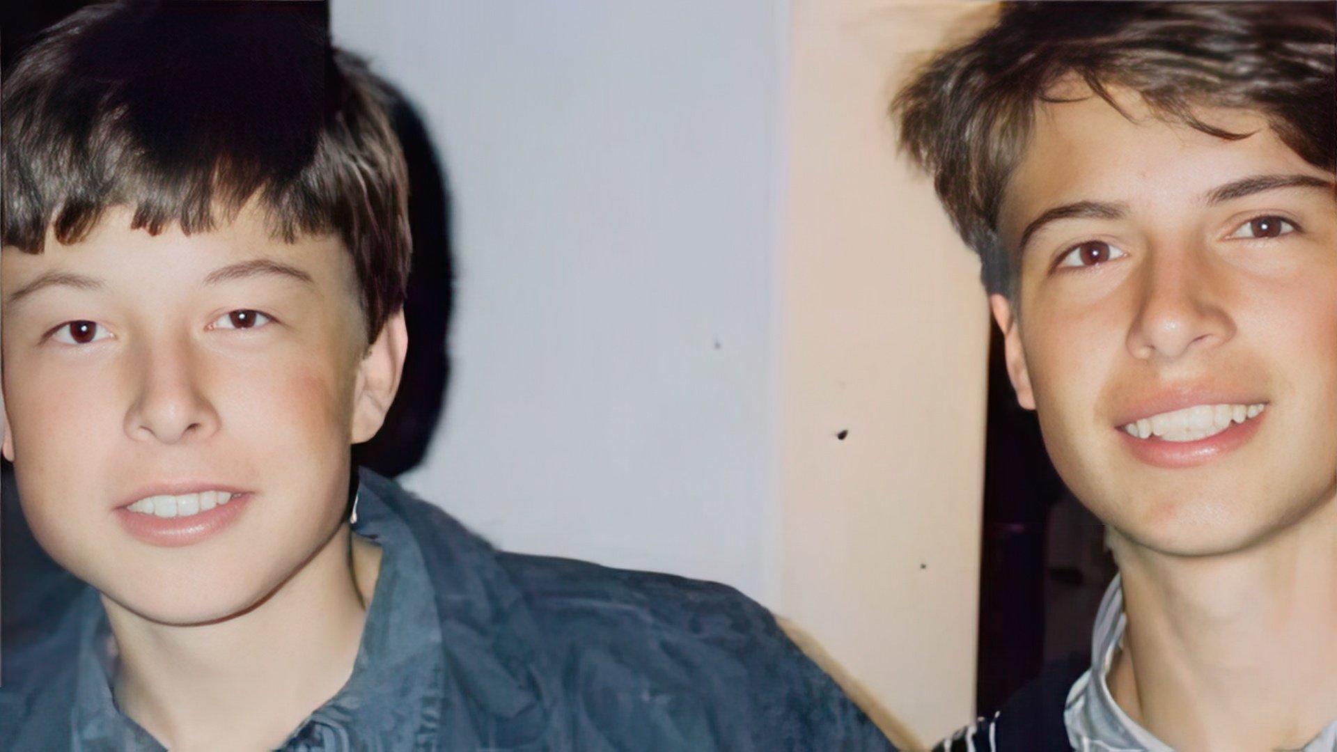 In his youth, Elon Musk (on the left) was a shy child