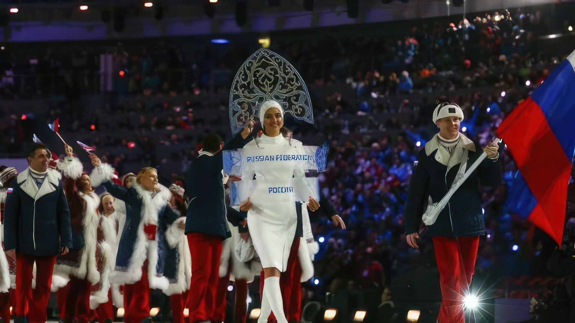 Irina Shayk at the opening of the Olympic Games held in Sochi, 2014