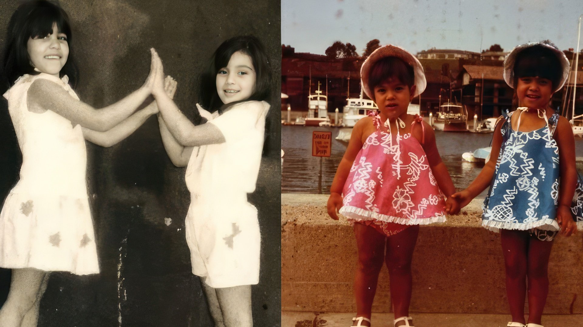 Kim and Kourtney Kardashian in childhood