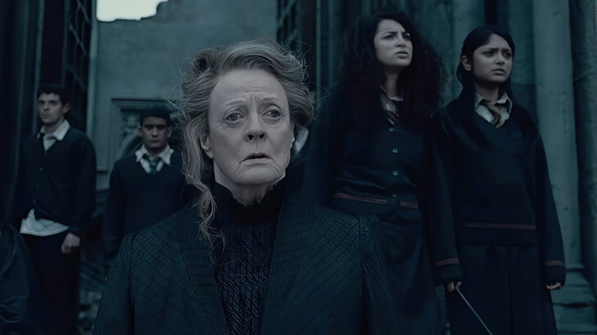 Maggie Smith and Anna Shaffer in the movie Harry Potter and the Deathly Hallows: Part II