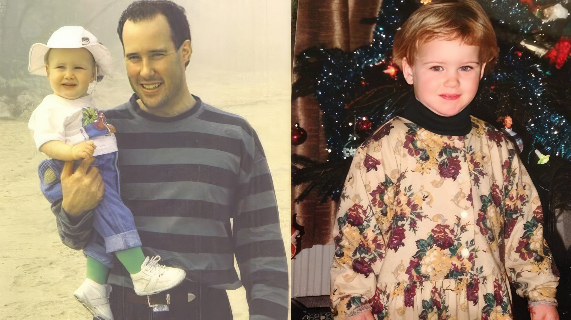 Rachel Brosnahan with her father in childhood