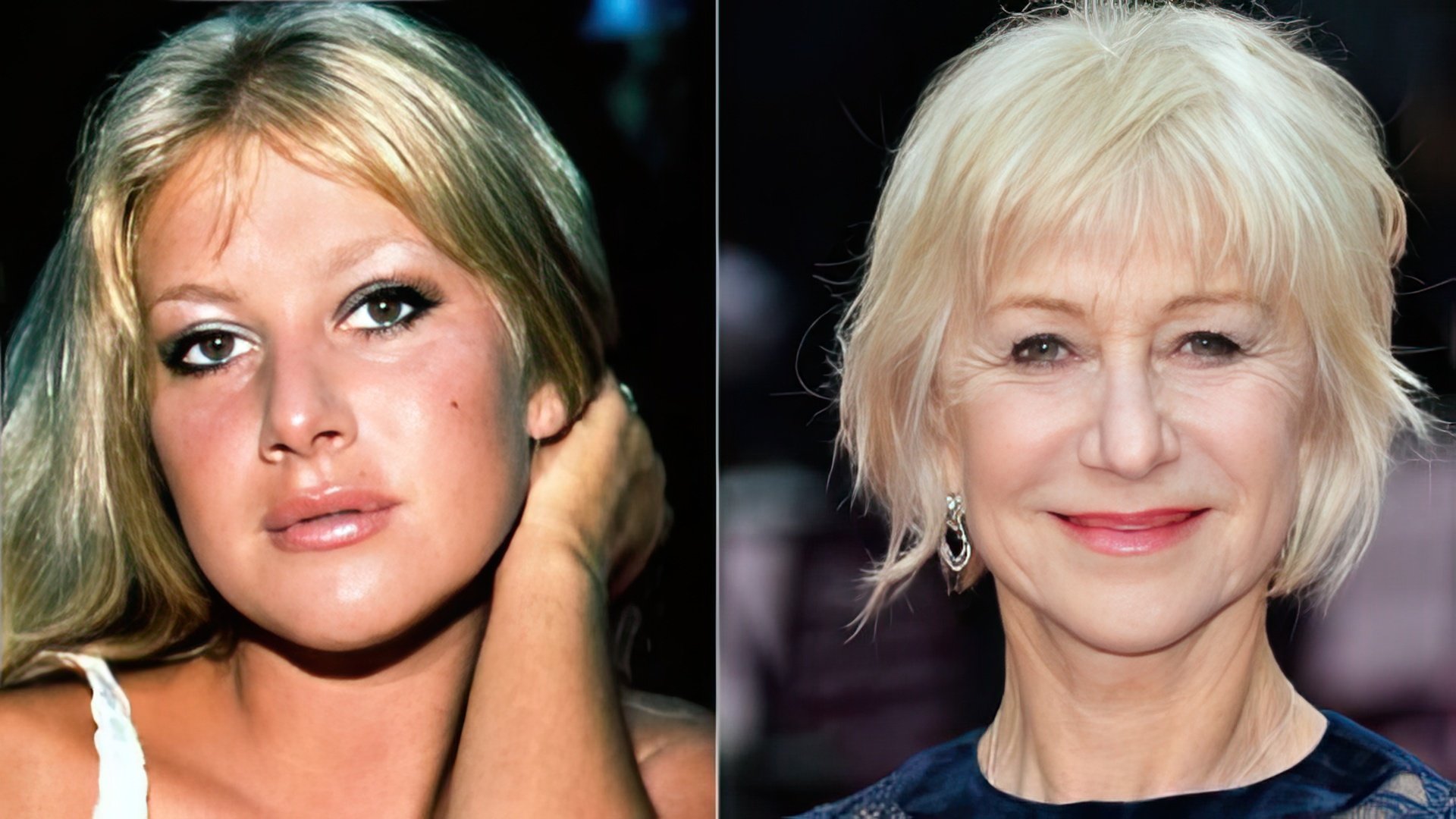 Helen Mirren in her youth and now