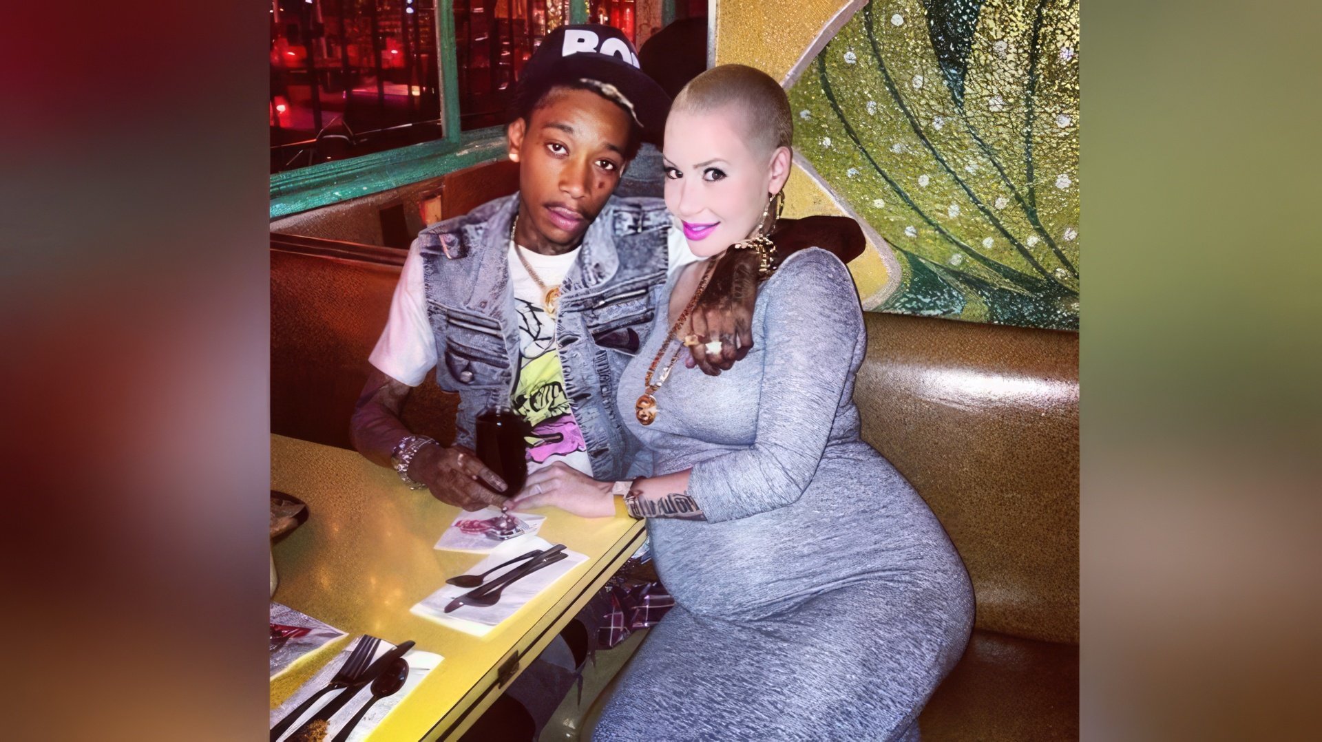 Wiz Khalifa with his pregnant wife, Amber Rose