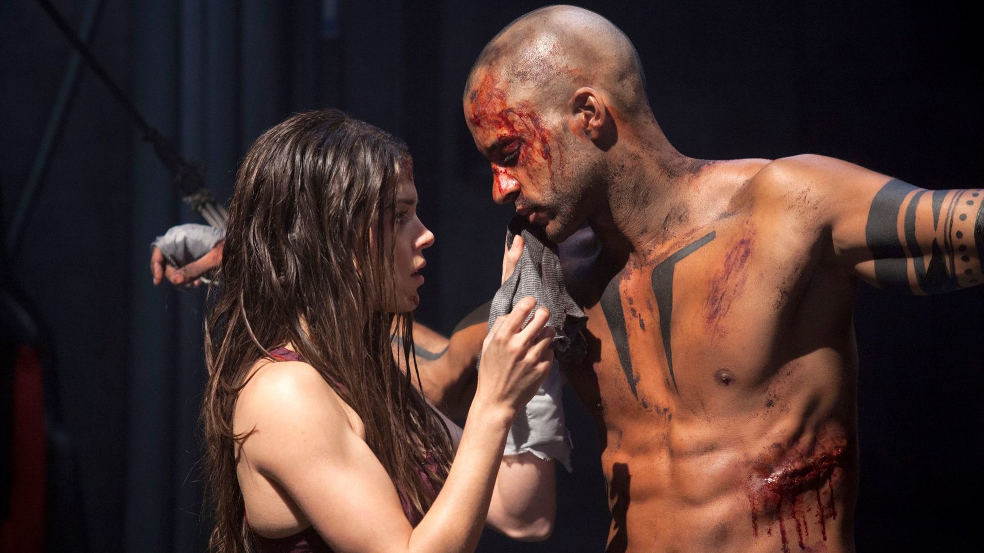 Ricky Whittle and Marie Augeropoulos in the TV series «The 100»