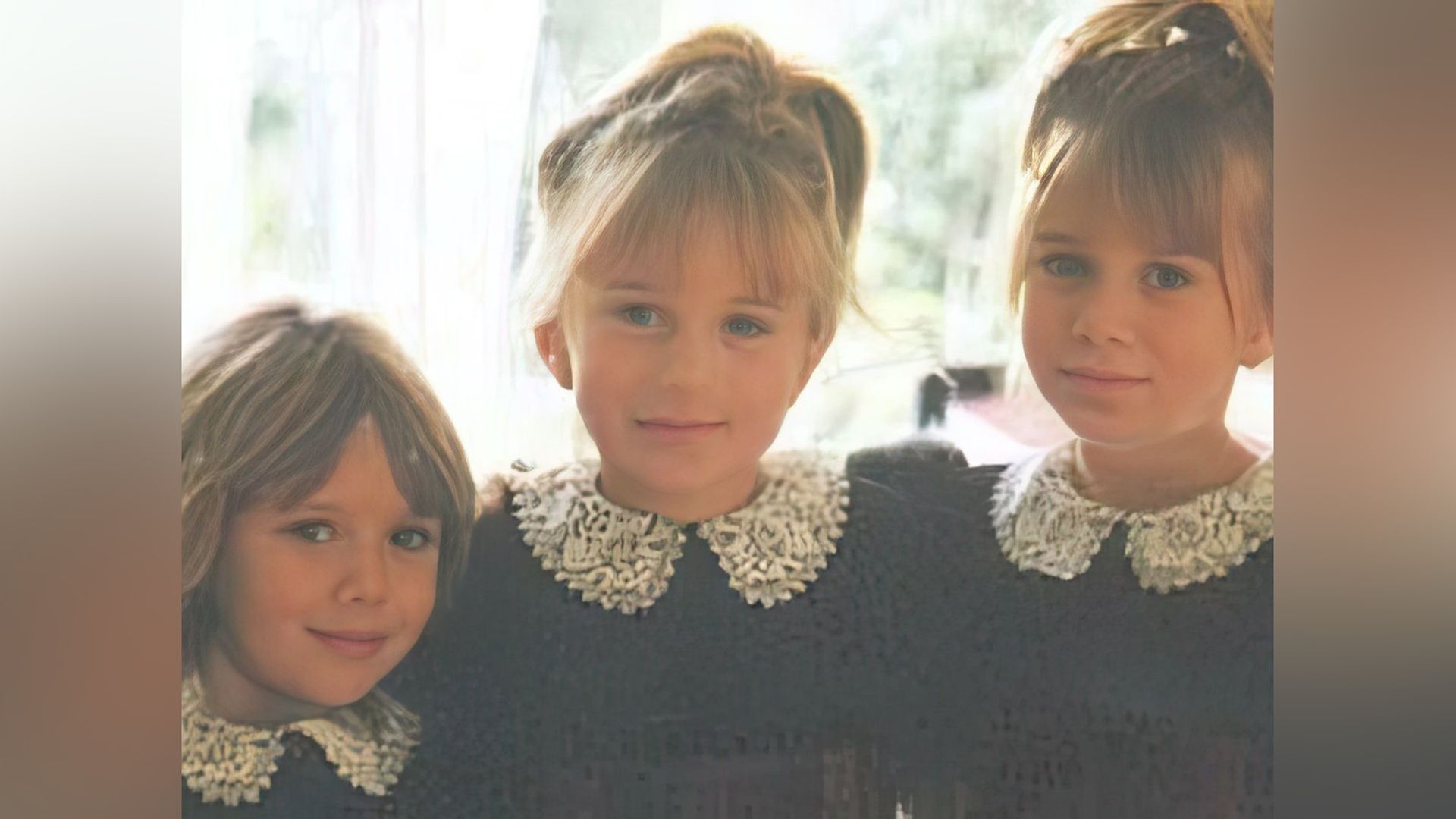 Elizabeth Olsen as a child (left) with her sisters