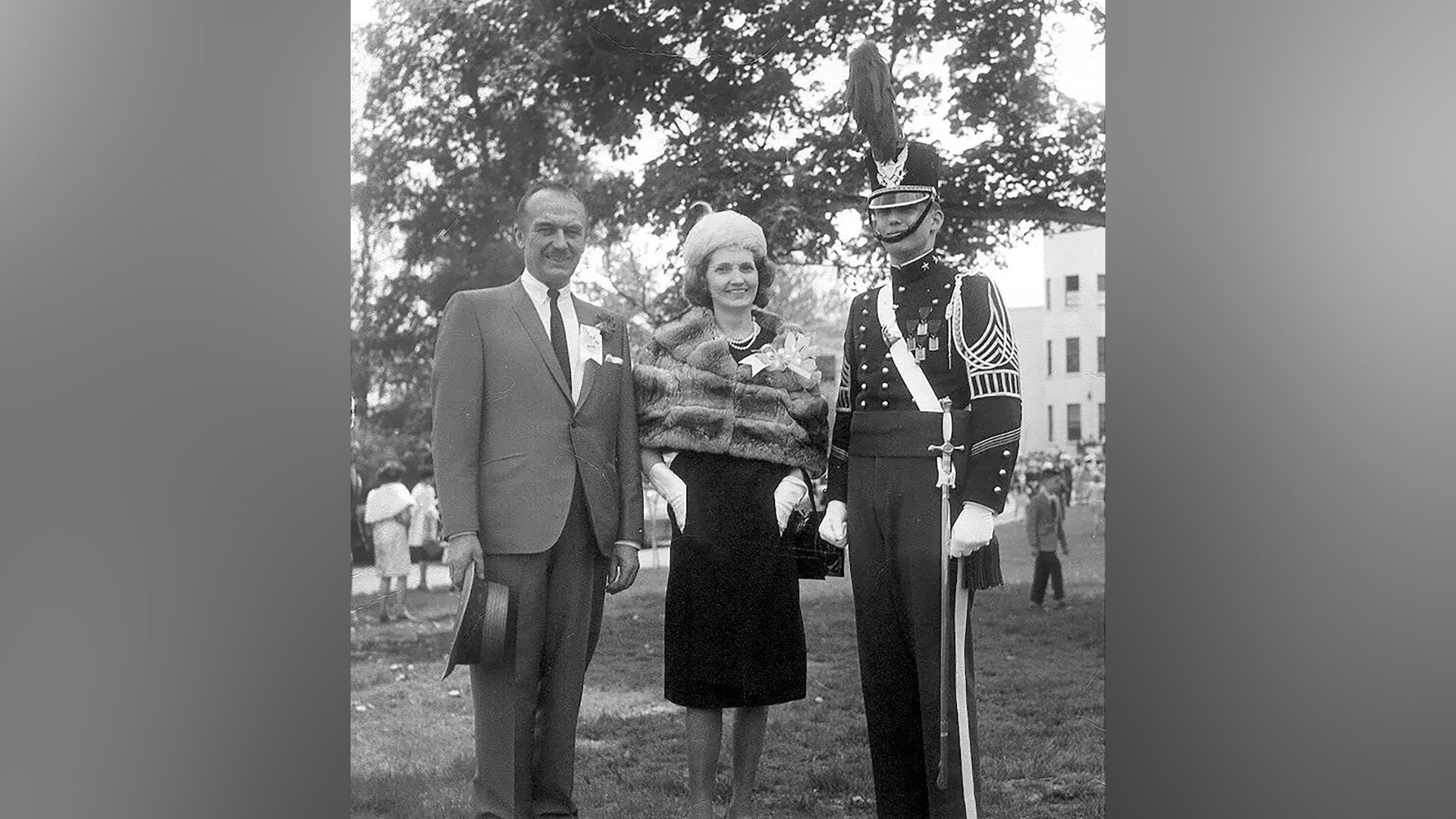 Donald Trump with his parents at graduation from the New York Military School