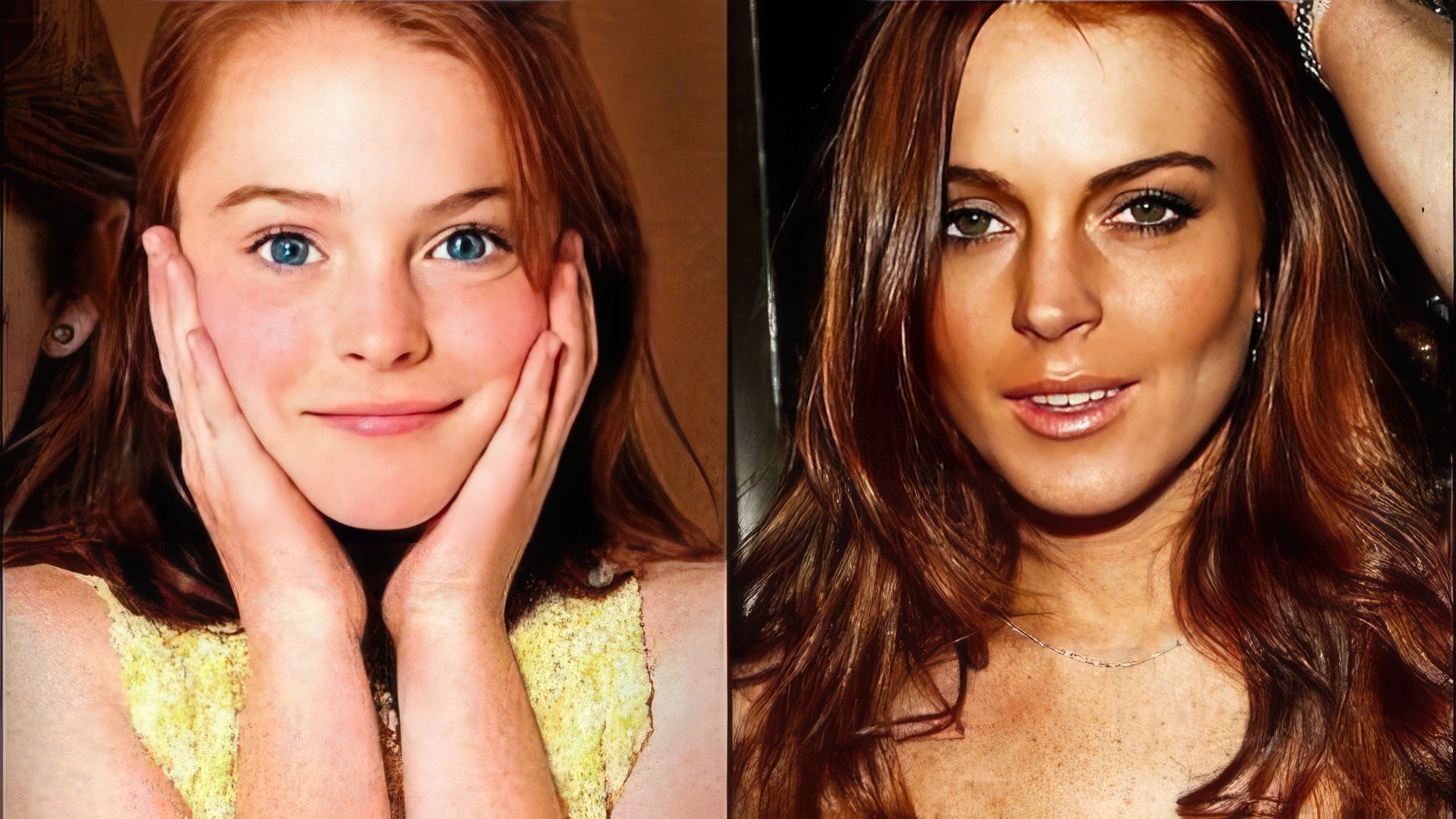 Lindsay Lohan in childhood and at the age of 25 years