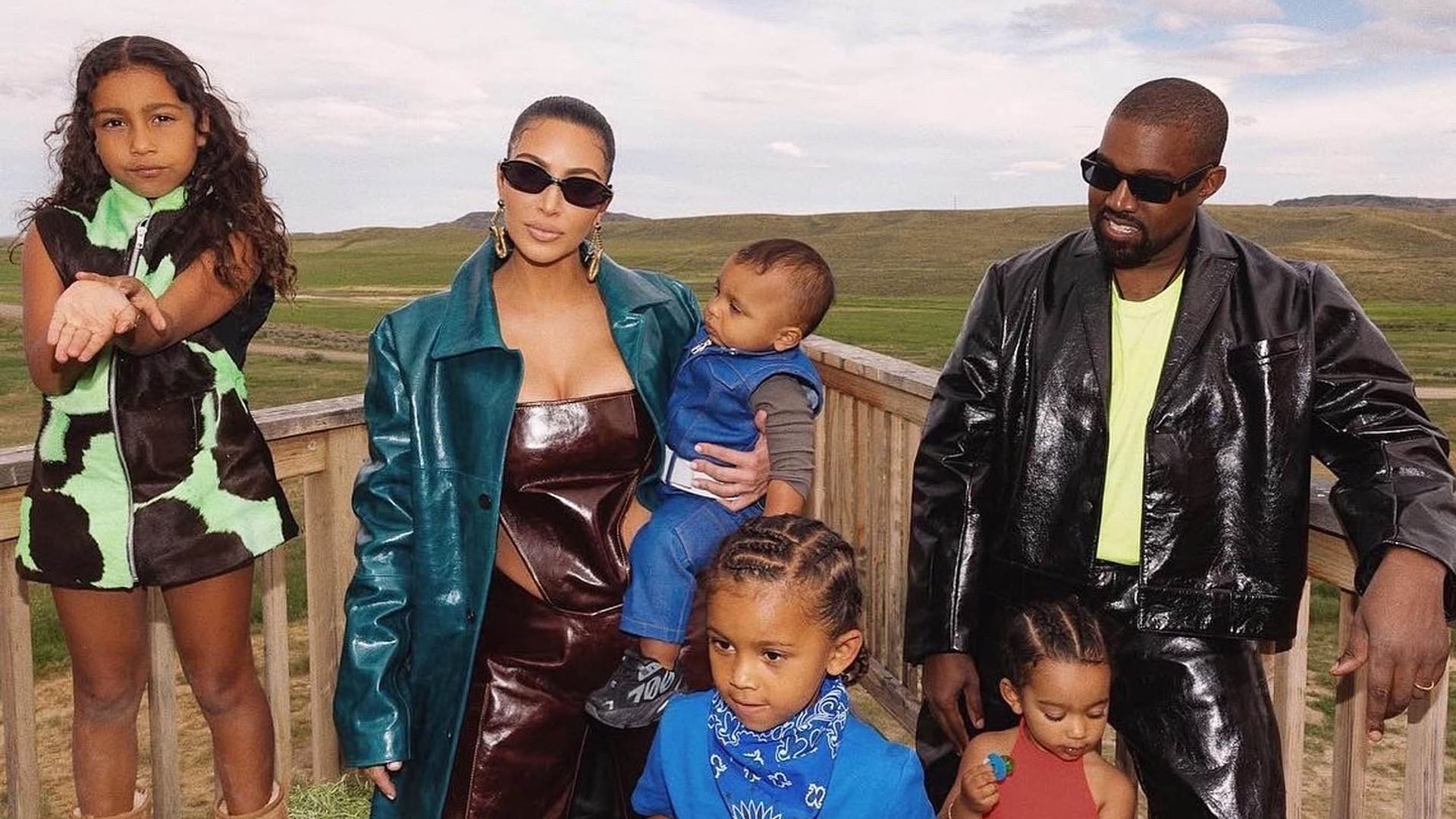 Kim Kardashian with her husband and children