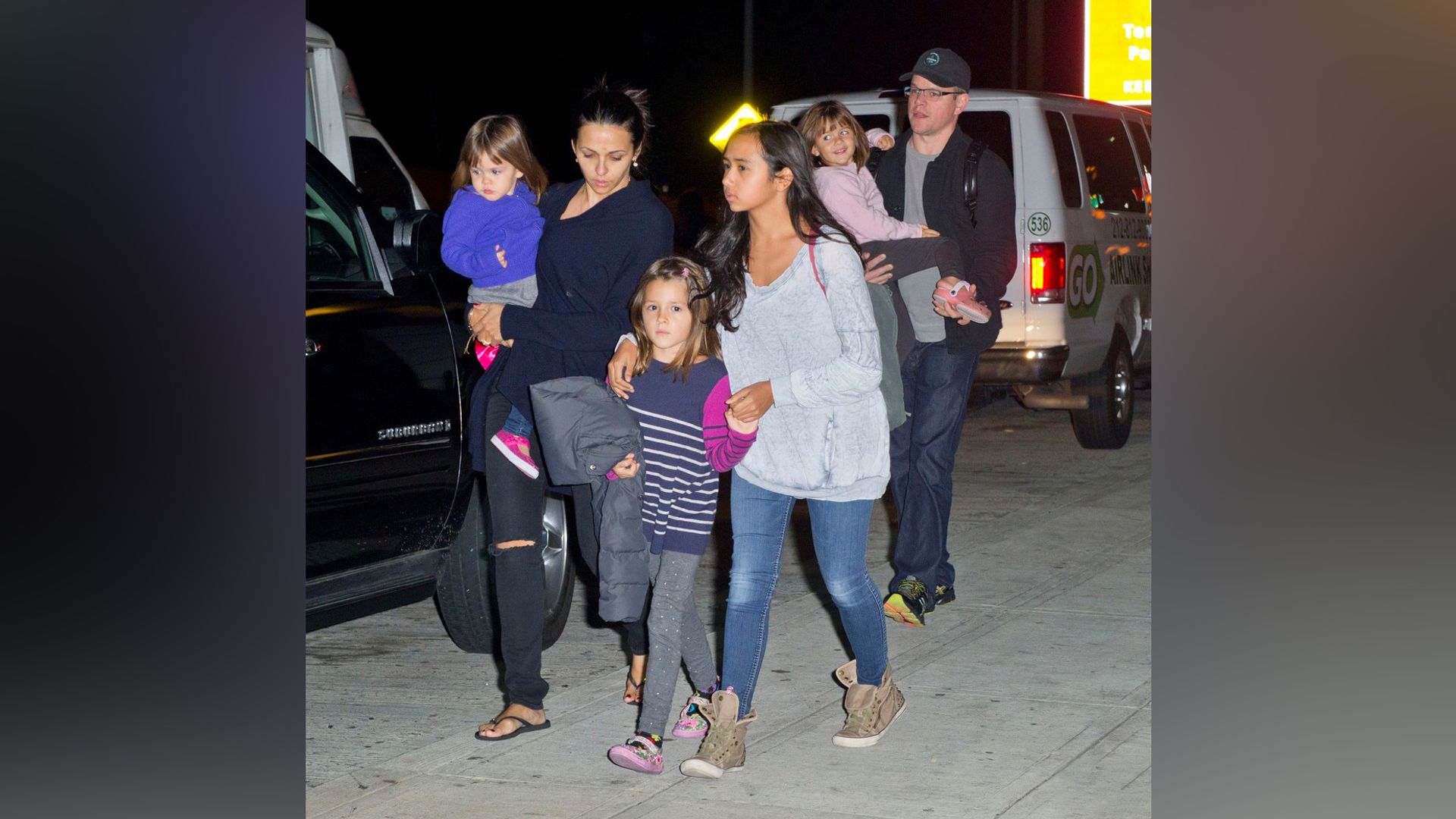 Matt Damon with his wife and children