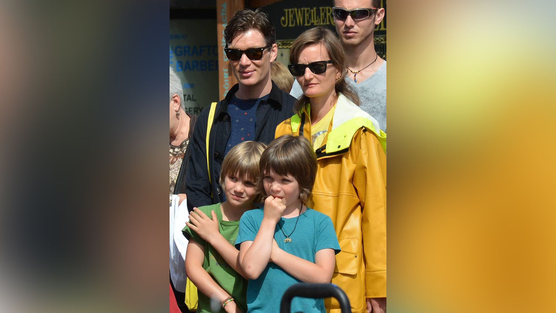 Cillian Murphy with his wife and sons