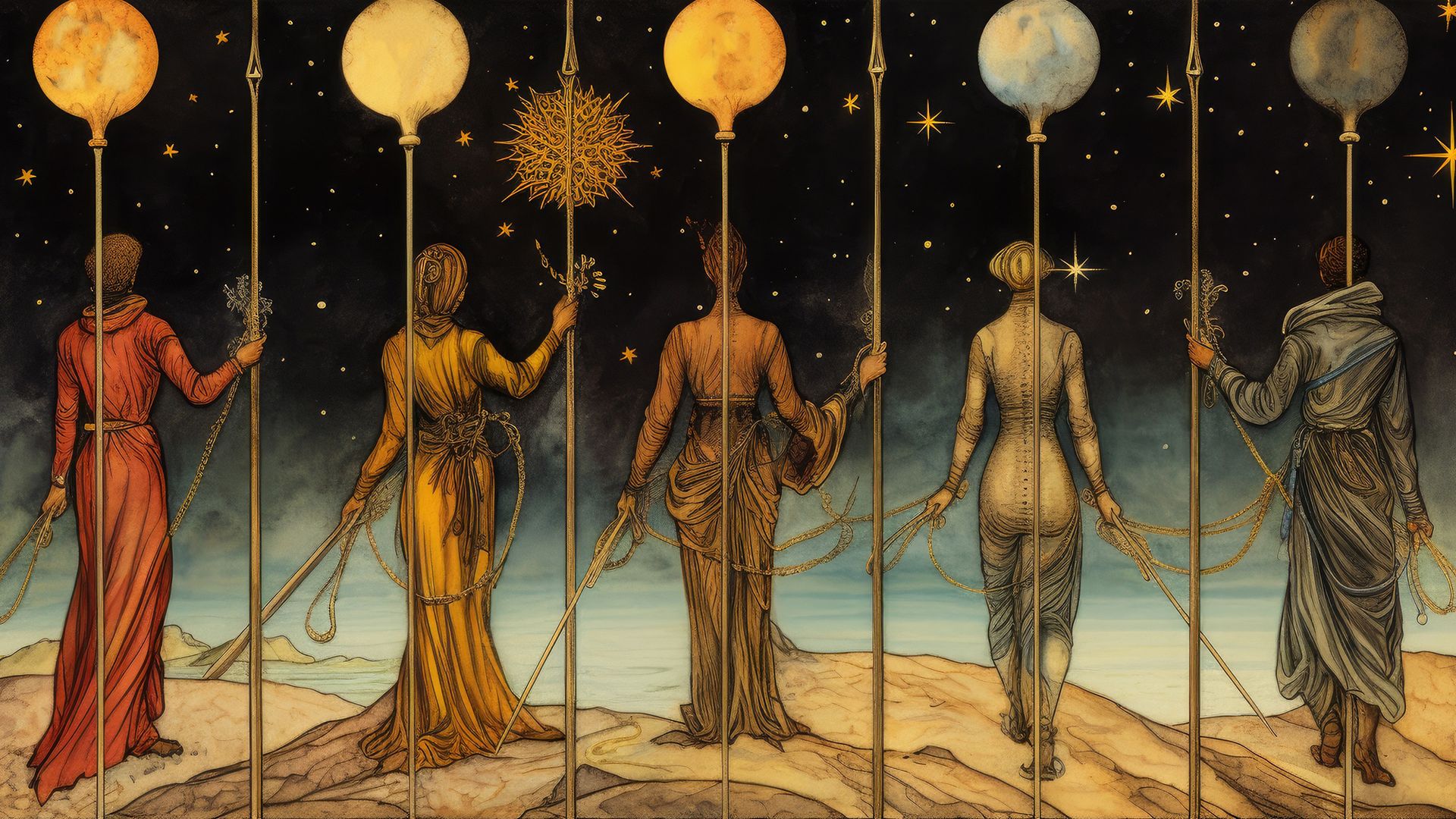 The reversed 5 of Wands speaks of many problems in the querent's life