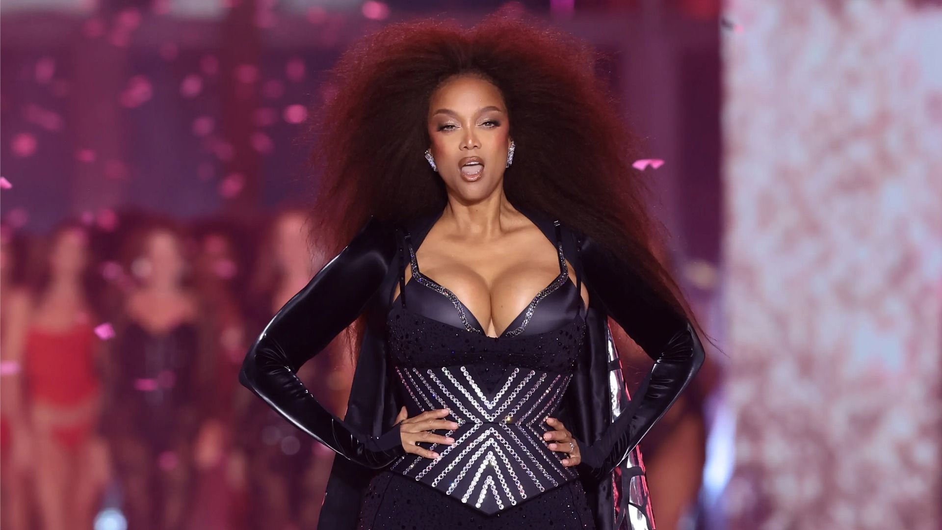 Tyra Banks at the Victoria's Secret show in 2024