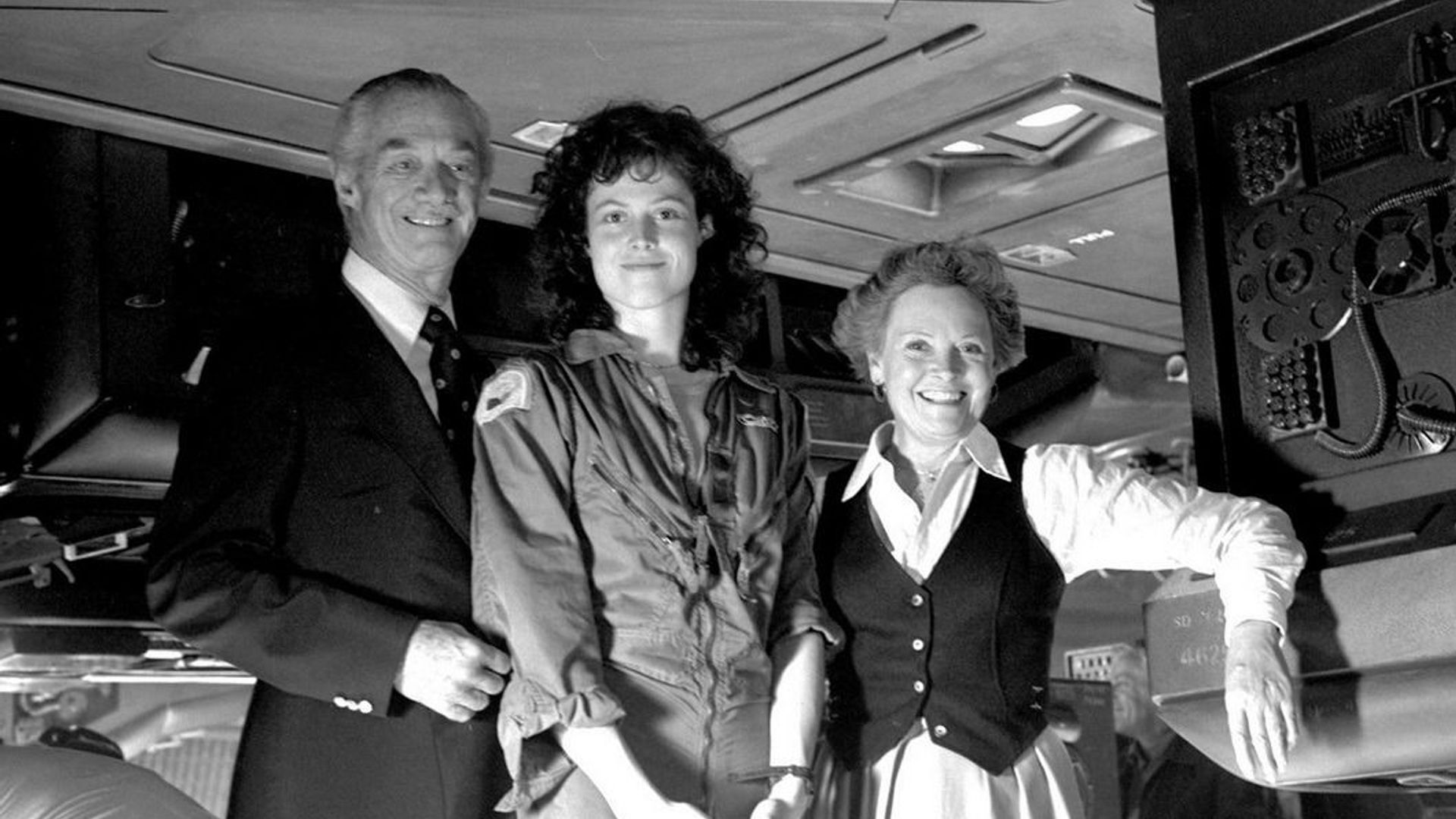 Sigourney Weaver with her parents on the set of 'Alien'