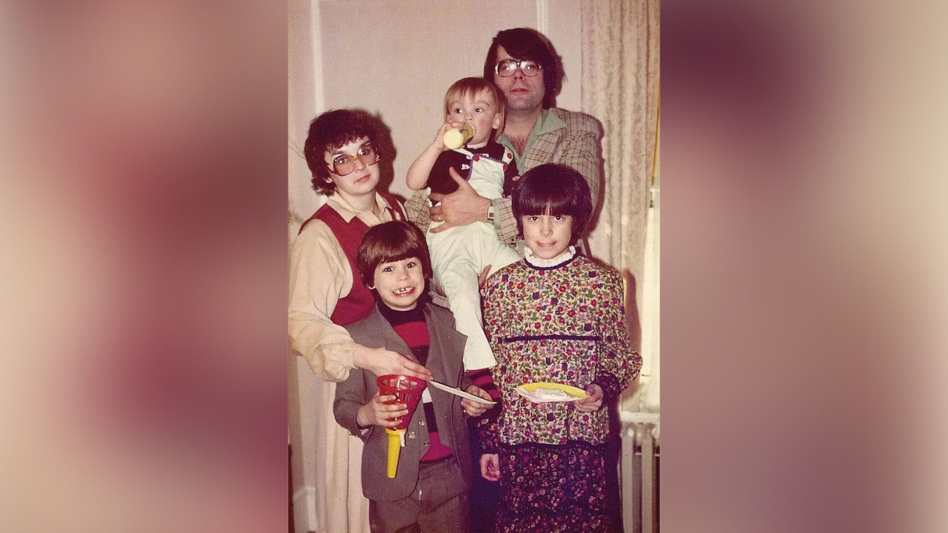 Stephen King with his wife and children