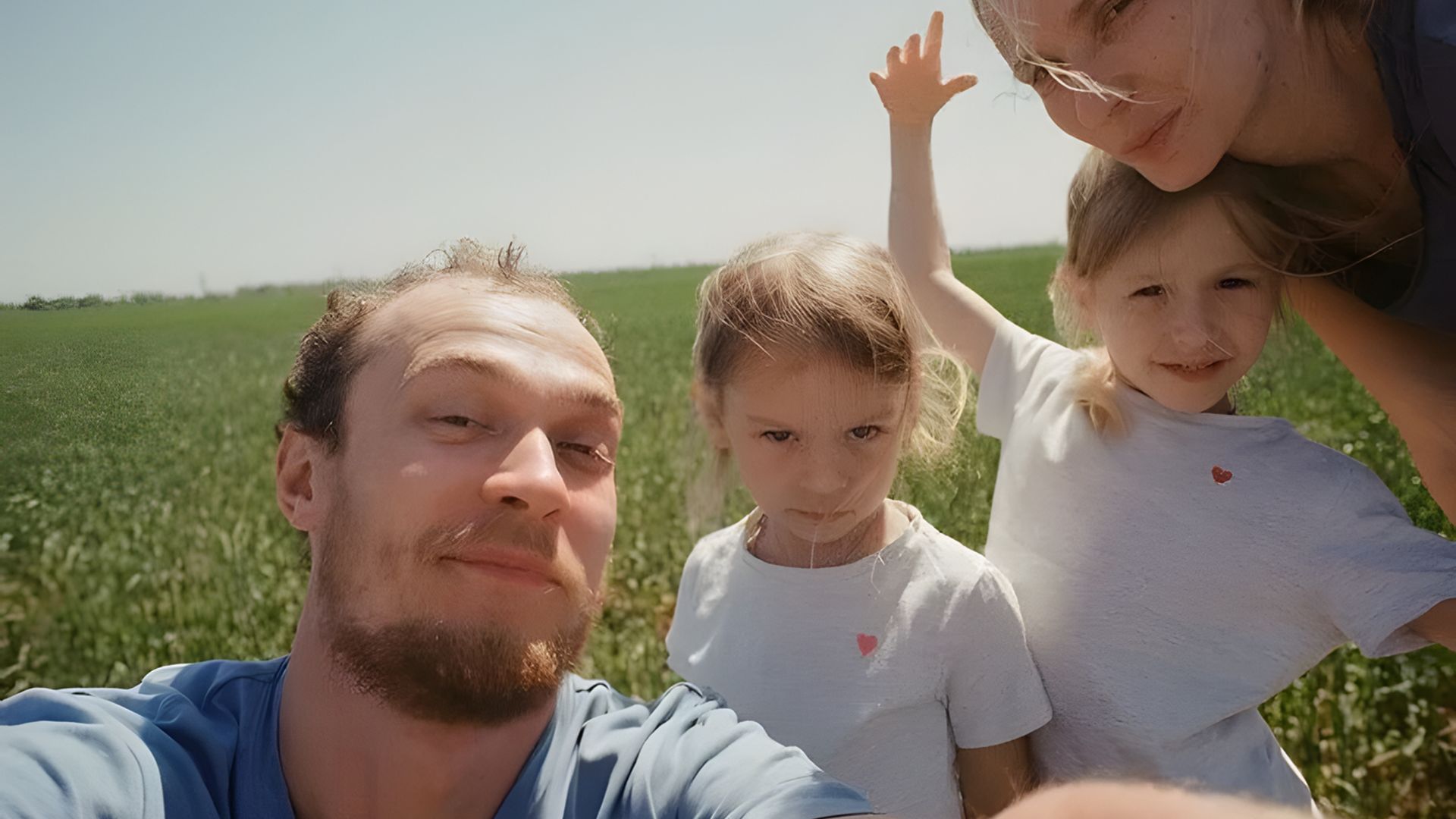 Yura Borisov with his wife and children