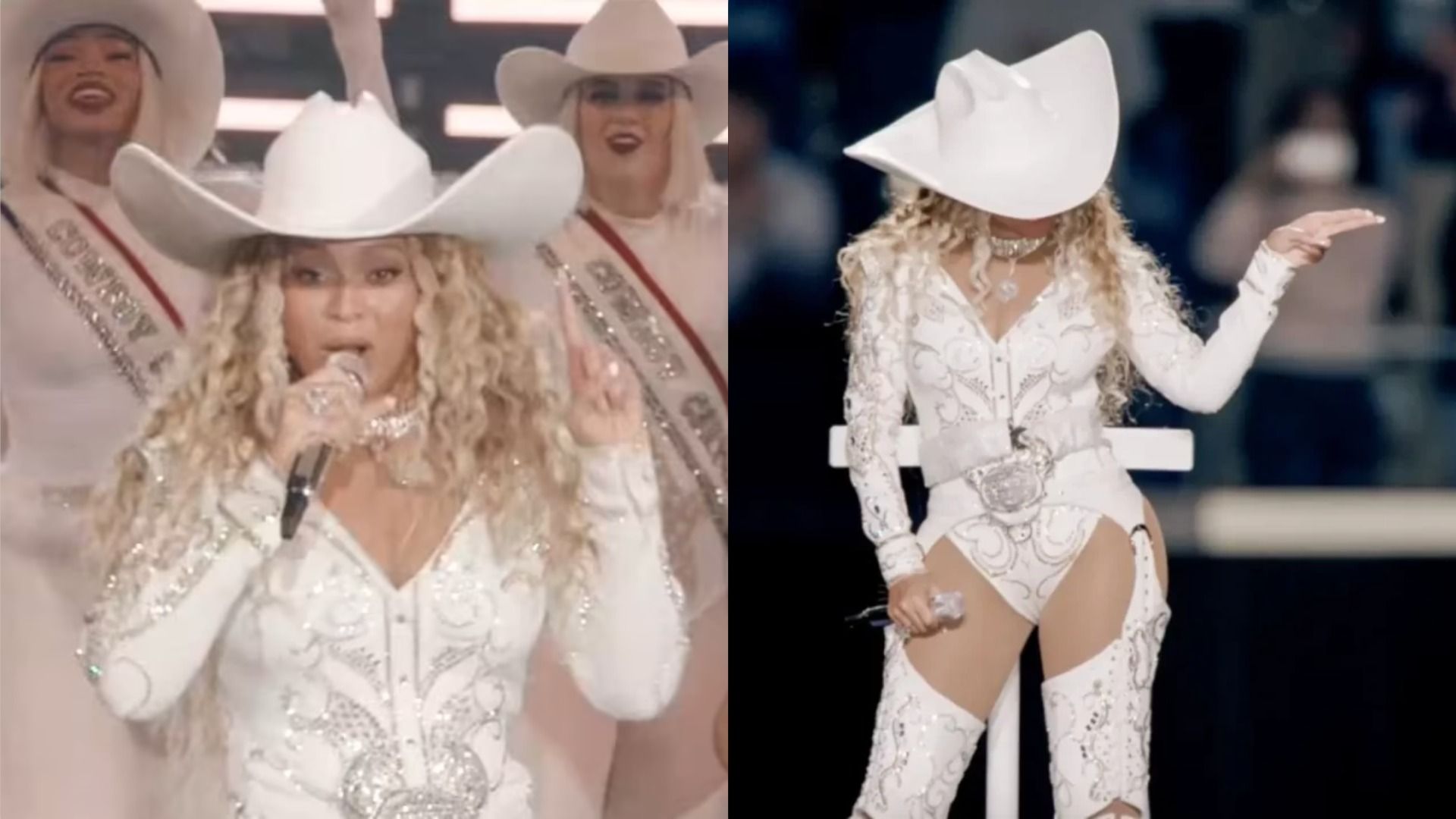 Beyoncé at the concert during the halftime of the National Football League game in the USA