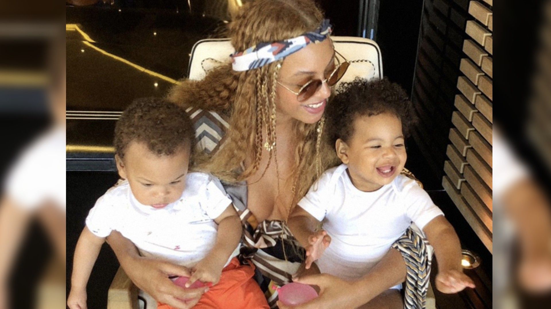 Beyoncé with twins Rumi and Sir