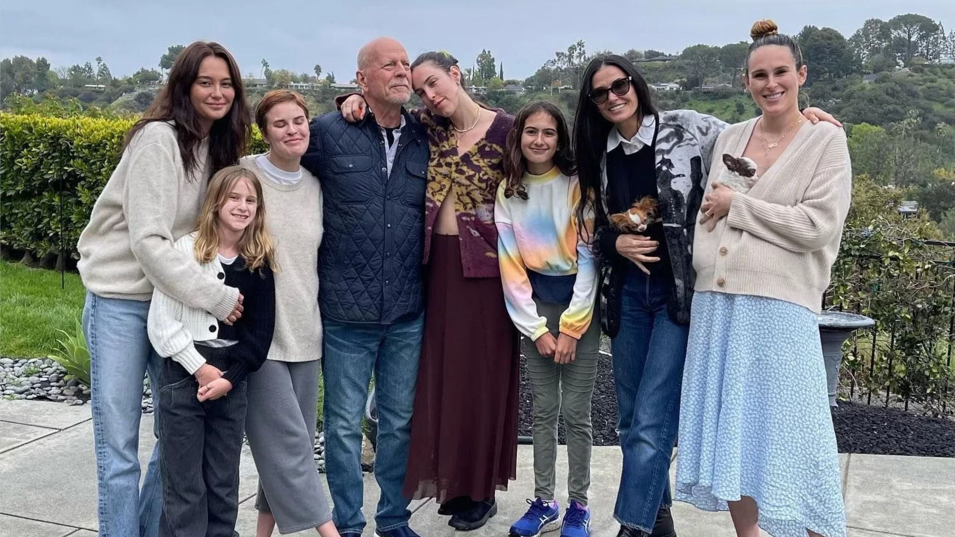 Bruce Willis with his family