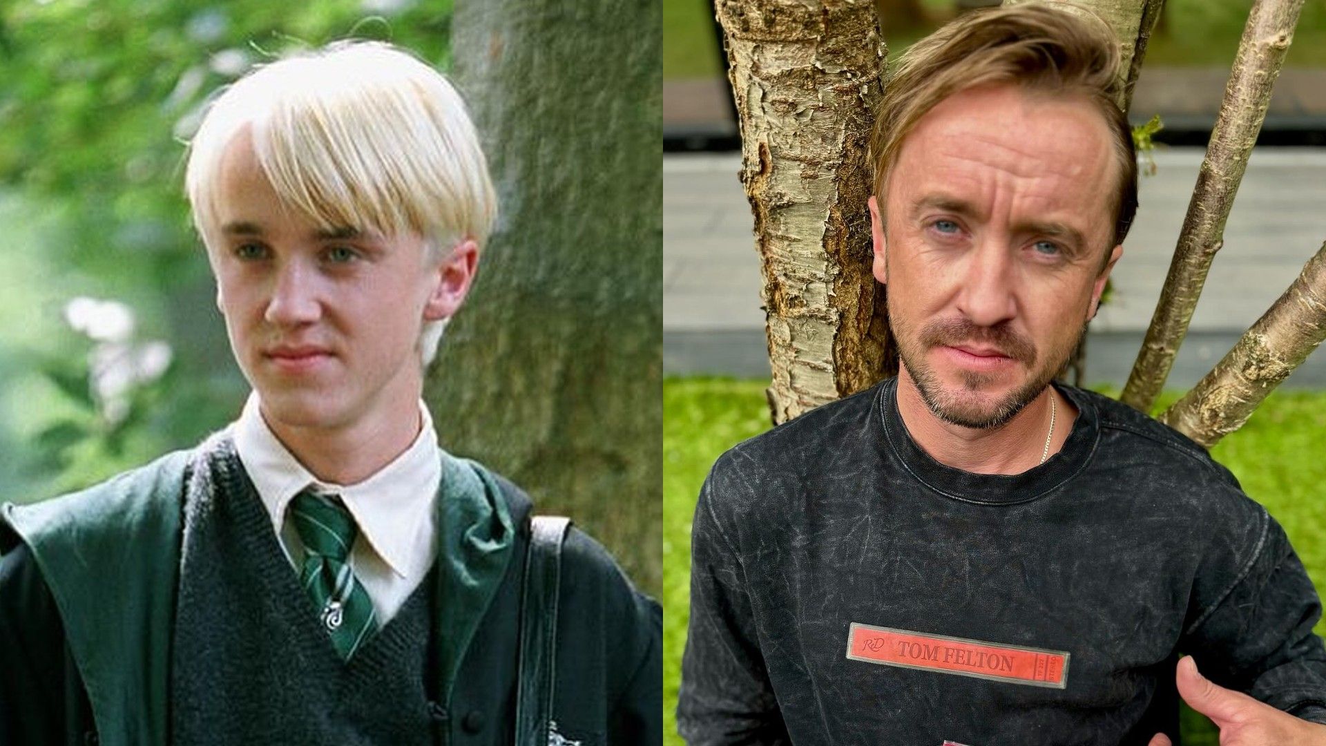 Tom Felton then and now
