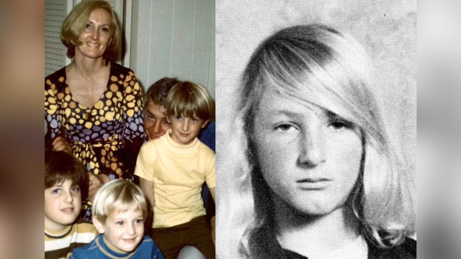 Collage: Sean Penn as a child with his parents and siblings; Sean Penn's school portrait